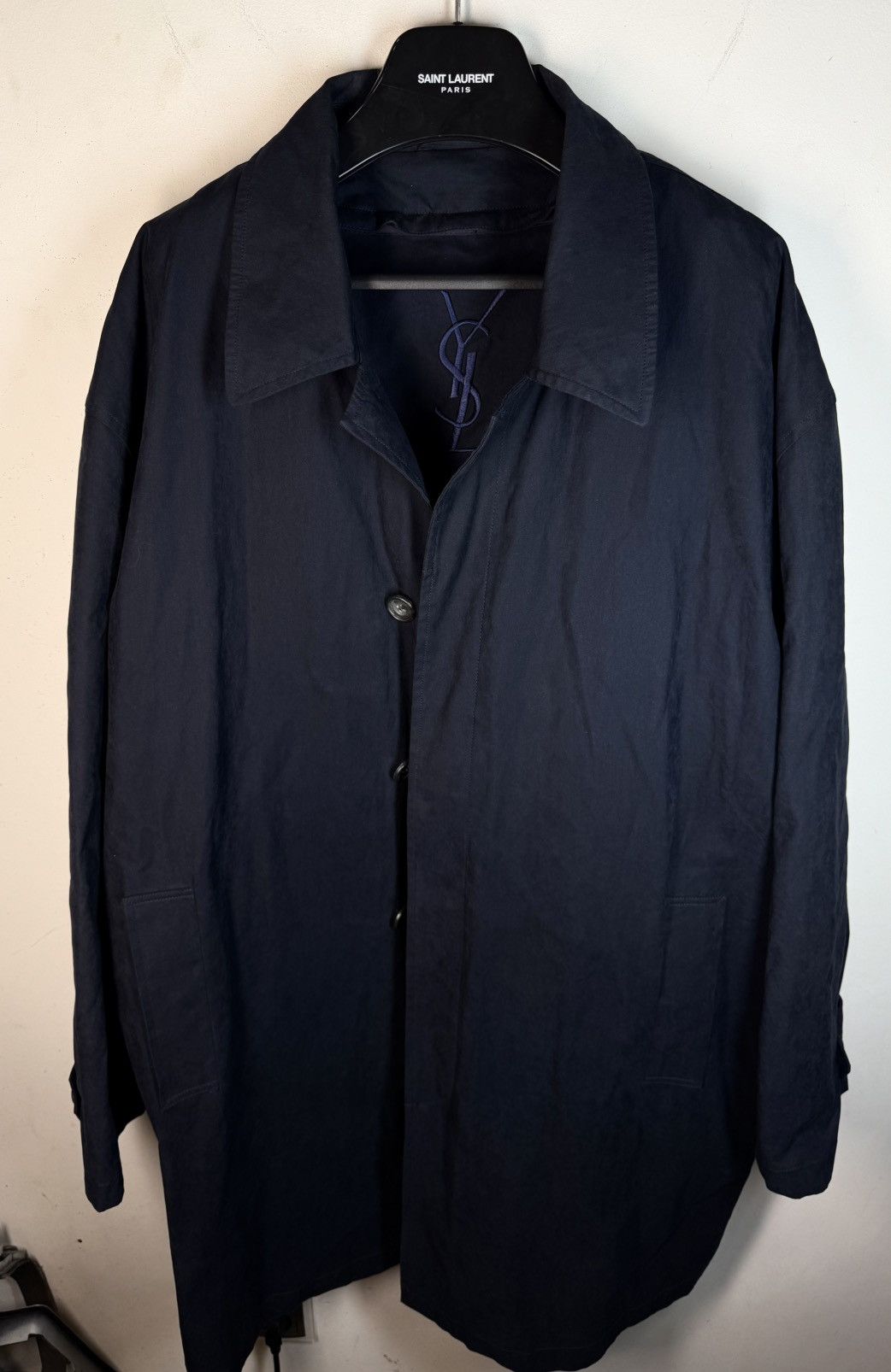 Yves Saint Laurent YSL Trenchcoat Navy Soft YSL Coat Size US XL / EU 56 / 4 - 14 Thumbnail