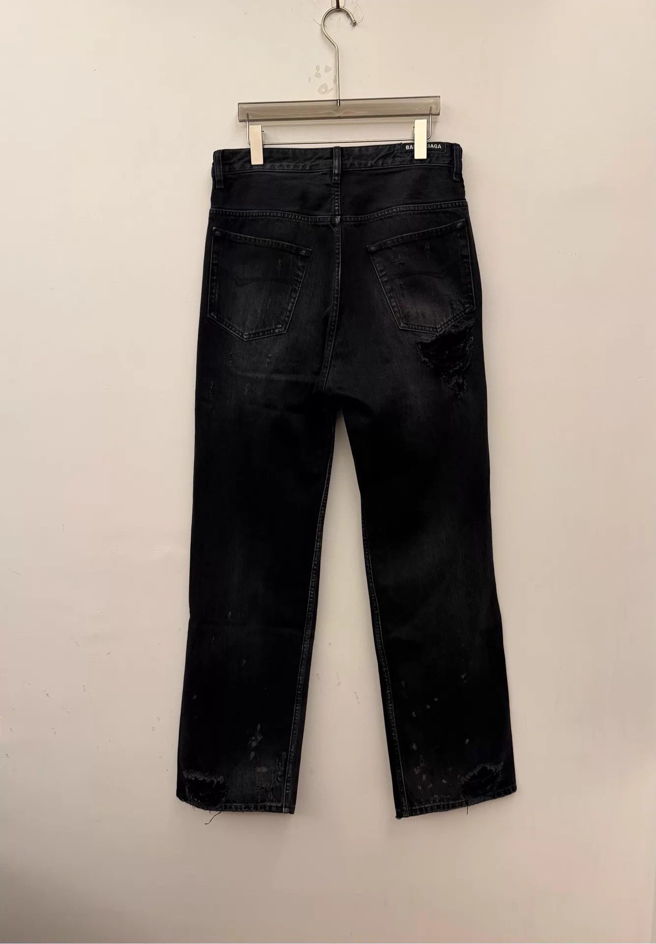 Balenciaga Balenciaga Destroyed Straight Black Denim Jeans M Size US 32 / EU 48 - 3 Thumbnail