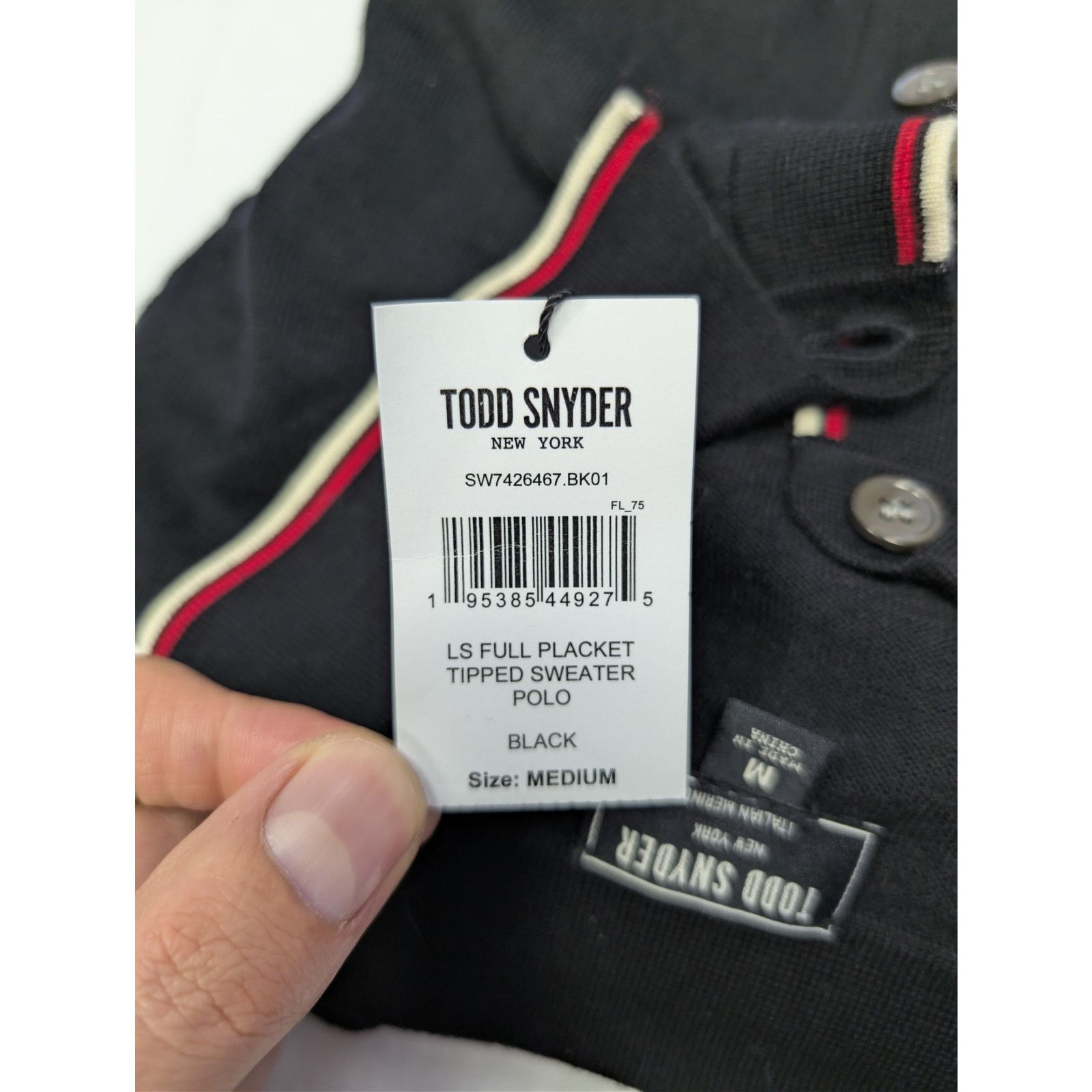 Todd Snyder o1rshd1 CC20 Long Sleeve Full Placket Tipped Polo Sweater Size US M / EU 48-50 / 2 - 21 Thumbnail