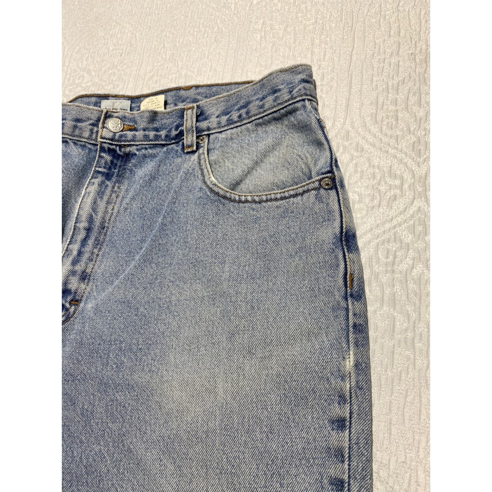 Calvin Klein VINTAGE Calvin Klein Jeans Men's 34×32 Straight 5-Pocket USA Union Made Blue Denim Jeans 00s Size US 34 / EU 50 - 4 Thumbnail