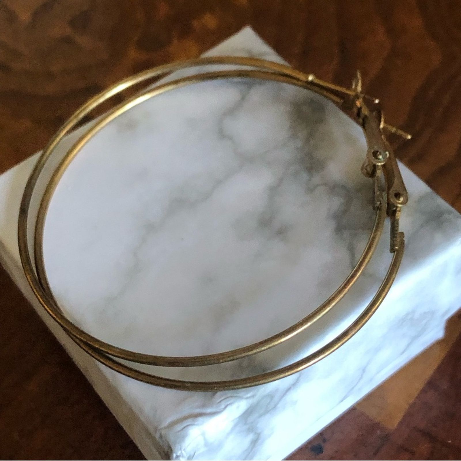 Vintage Vintage 80s gold plated hoop earrings Size ONE SIZE - 3 Thumbnail