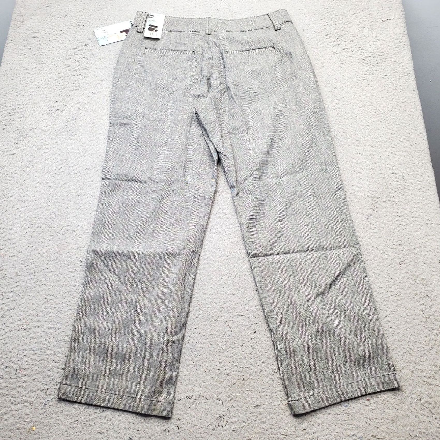 Lee Lee Pants Womens 12S Gray Glen Plaid Stretch Relaxed Fit Straight Pants Size 34" / US 12 / IT 48 - 2 Thumbnail