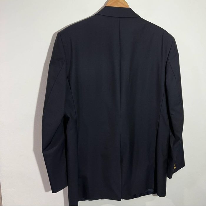 Brooks Brothers 1818 Stripe Pattern Wool Tailored Jacket, Made in Italy, Men's Size M (approx.) wool navy blue type Vintage Second Hand