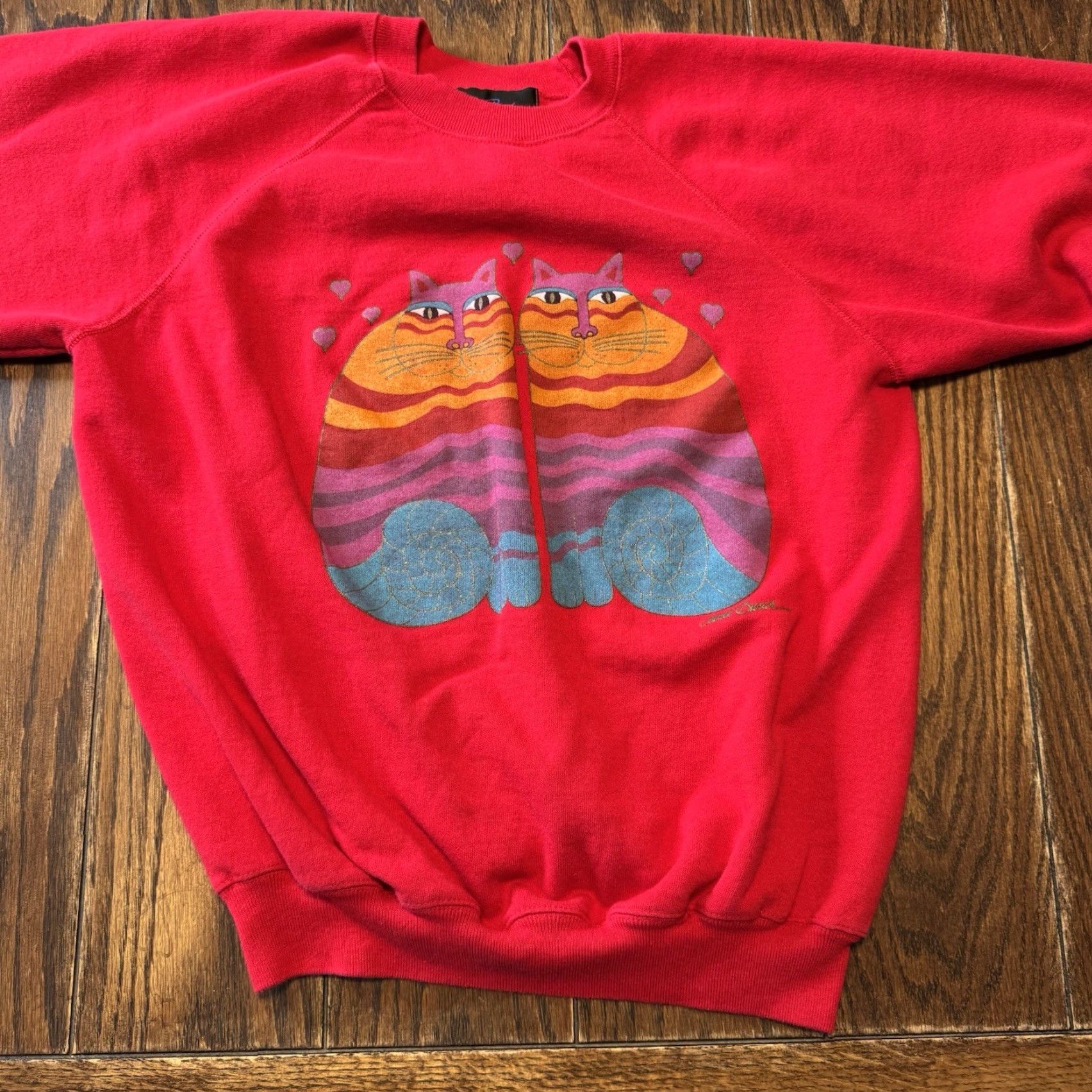Vintage VINTAGE Laurel Burch Sweatshirt Womens XL Red Cat Made in USA Siamese Twins 80’s Size XL / US 12-14 / IT 48-50 - 2 Thumbnail