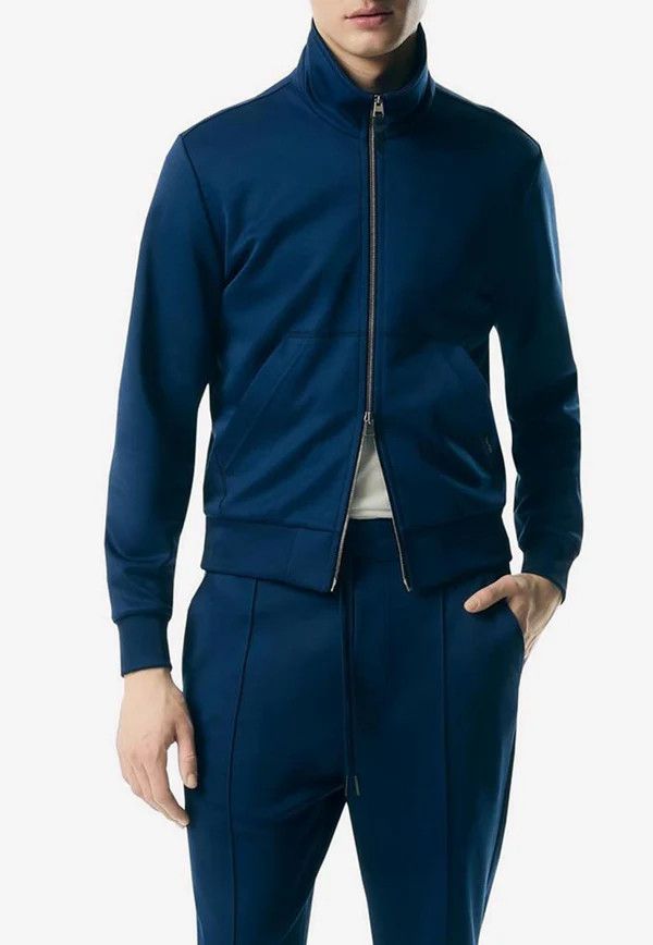 Tom Ford o1w1db10425 JZL001 Zip-Up Track Jacket in Blue Size US M / EU 48-50 / 2 - 2 Thumbnail