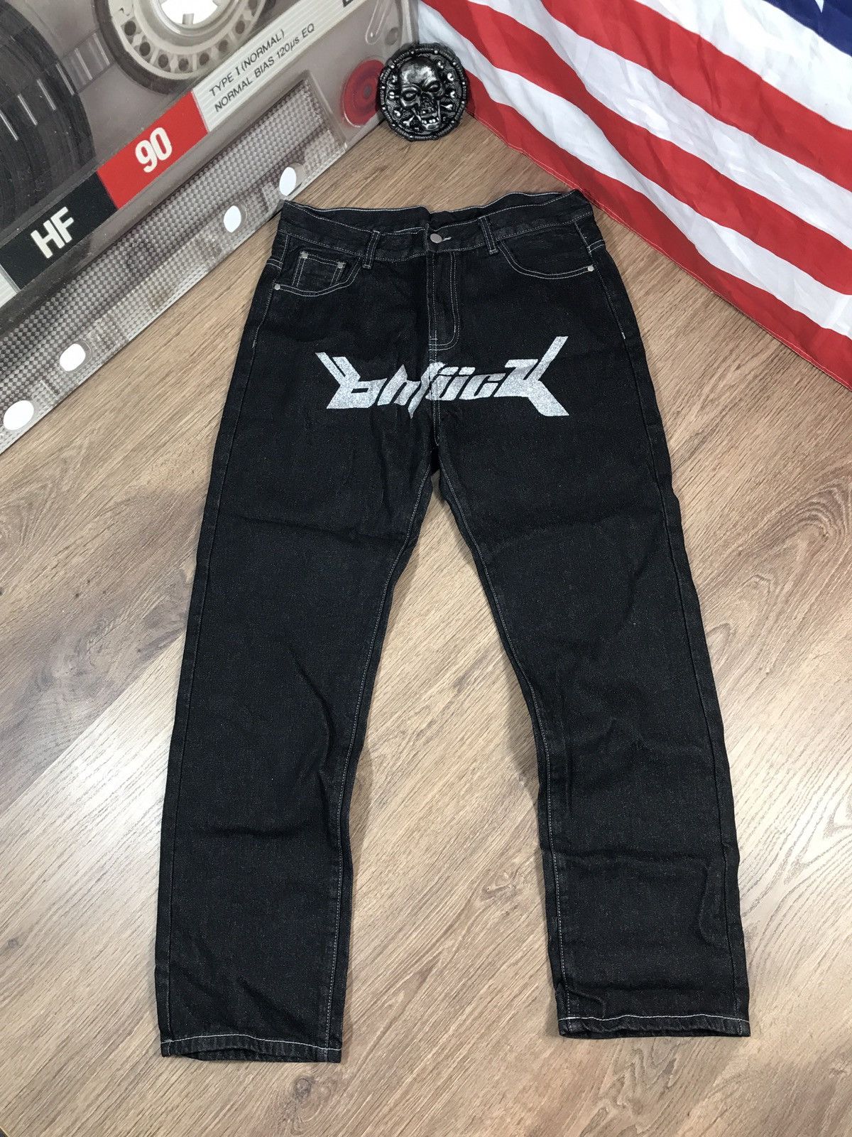 Japanese Brand × Vintage Denim Pants Dollar Big Logo Rap Pants Size US 35 - 2 Thumbnail