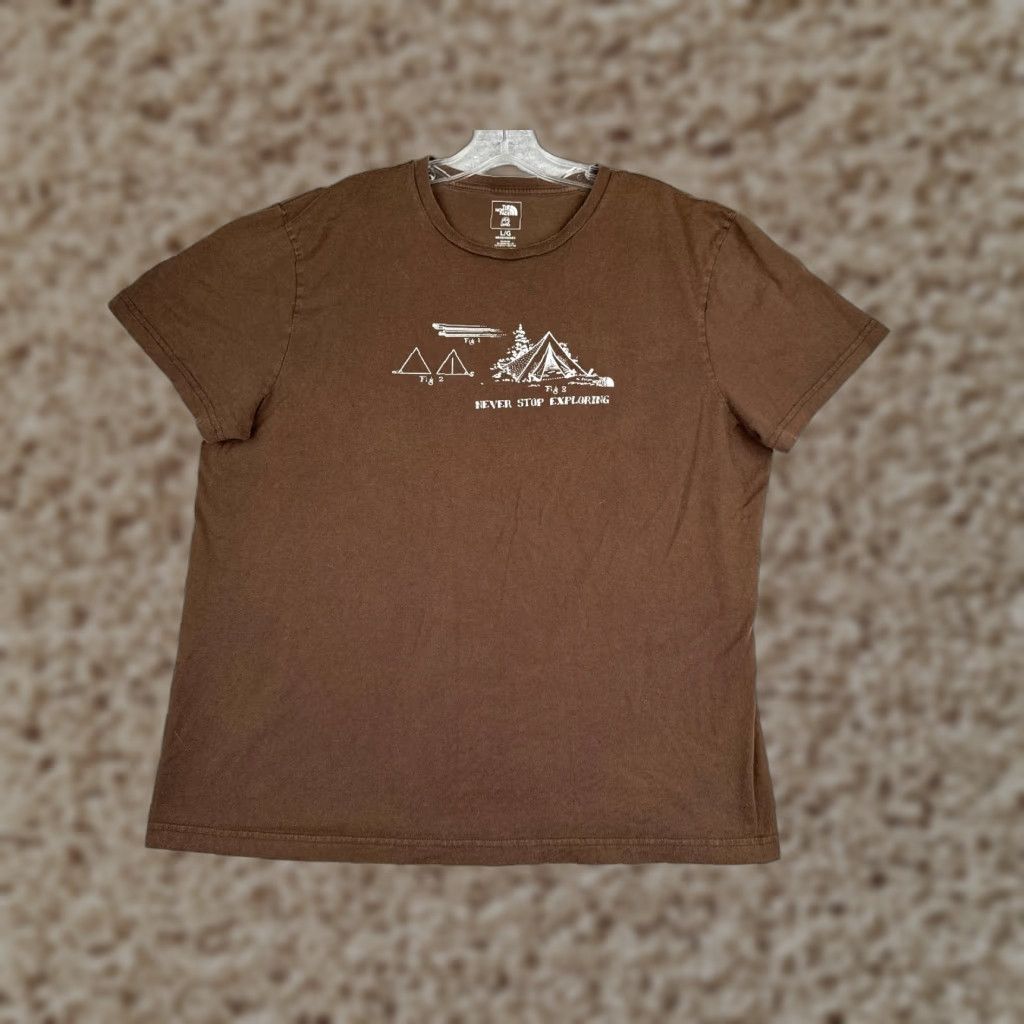 The North Face The North Face Shirt Men L Brown Short Sleeve Crew Neck 100% Cotton Camping Logo T-Shirt Mens Size US L / EU 52-54 / 3 - 1 Thumbnail