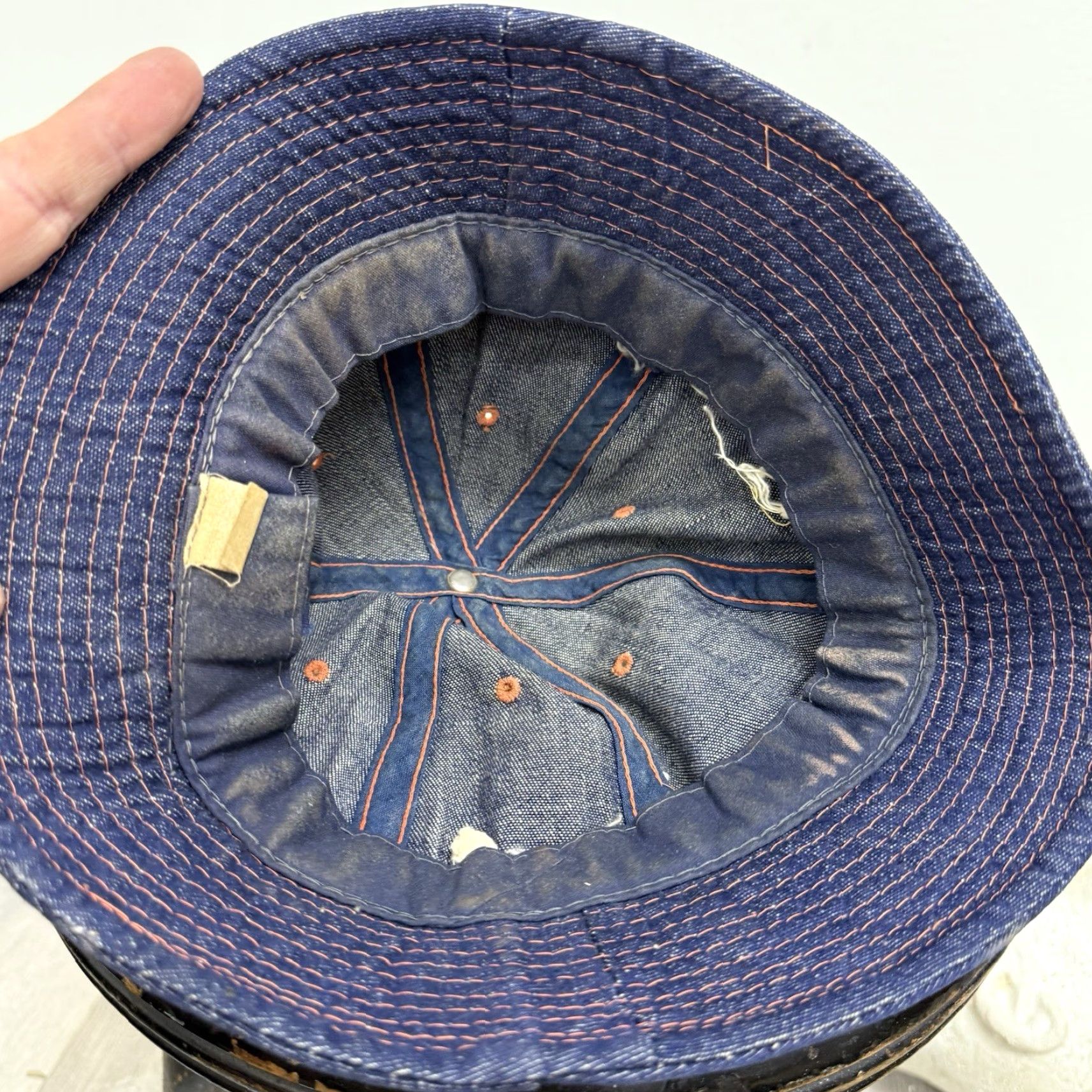 Denime VINTAGE HaT Denim Bucket Hat Daisy Mae 40s 50s Selvage Denim Bookie Large Hat Mens Size ONE SIZE - 4 Thumbnail