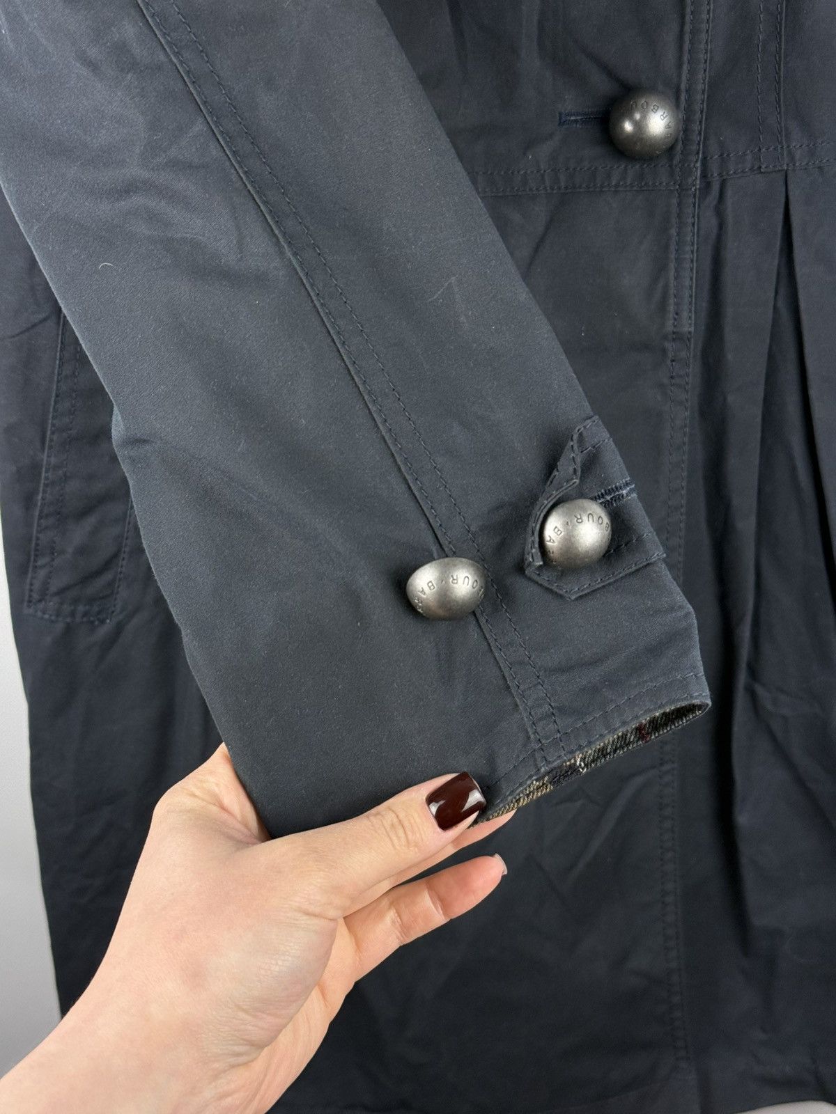 Barbour Barbour Ladies Wax Waxed Cotton Double Breasted Trench Coat Size L / US 10 / IT 46 - 11 Thumbnail