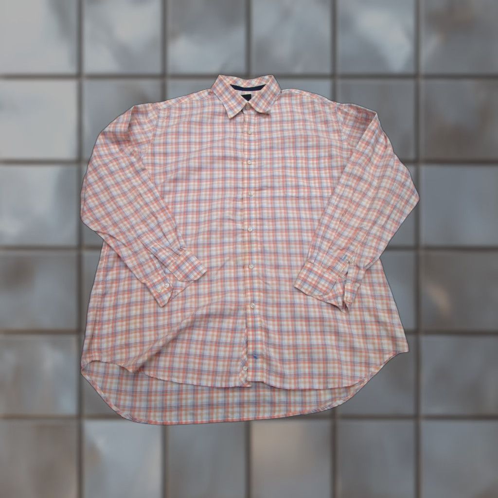 Tailorbyrd TAILORBYRD Button-Up Shirt Mens 2XL Orange Plaid Long Sleeve Casual Size US XXL / EU 58 / 5 - 1 Thumbnail