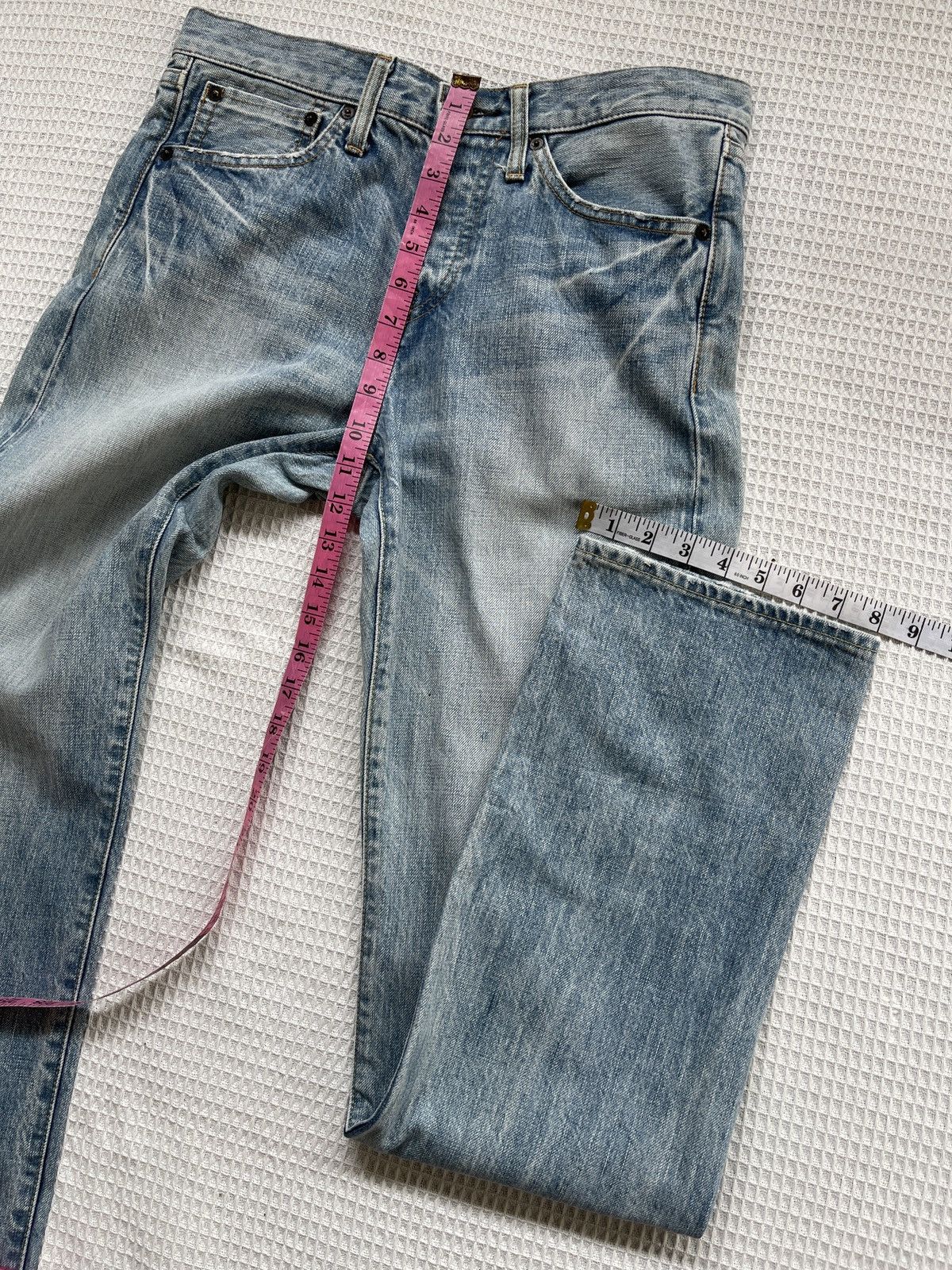 Japanese Brand Rare🔥Vtg MUVEIL Selvedge Redline Light Blue Jeans Size US 33 - 15 Thumbnail