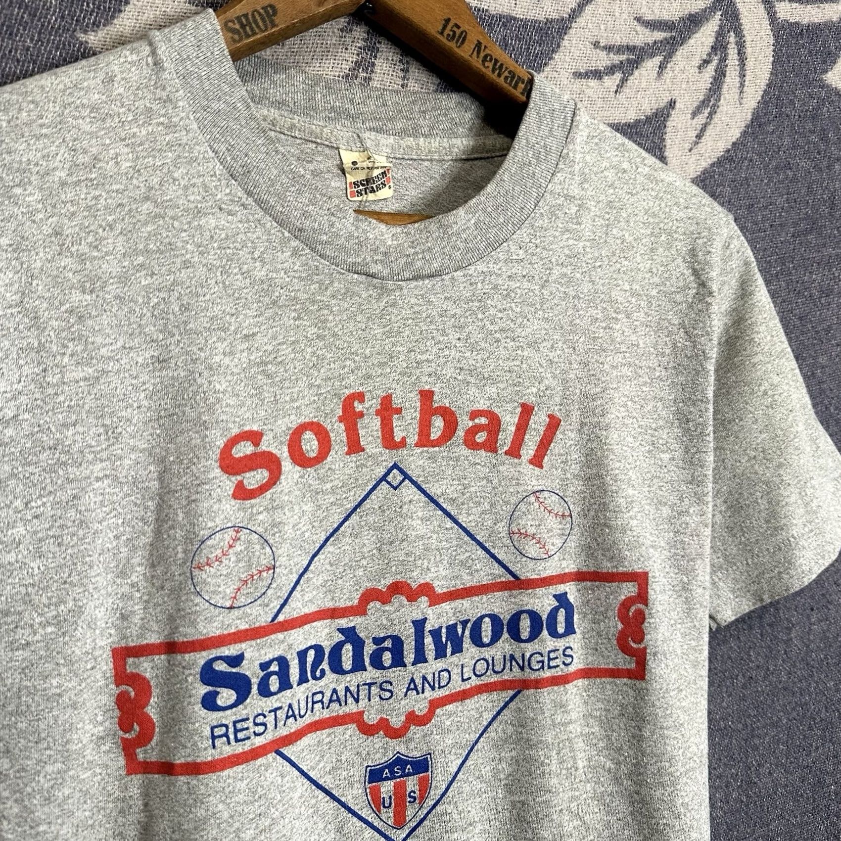 Fruit Of The Loom VINTAGE Fruit of the Loom Shirt S Unisex Adults Cotton Blend Gray Short Sleeve Crew Neck 1980s 80s Sports USA Pitch Softball Tournament Sandalwood Size S / US 4 / IT 40 - 2 Thumbnail