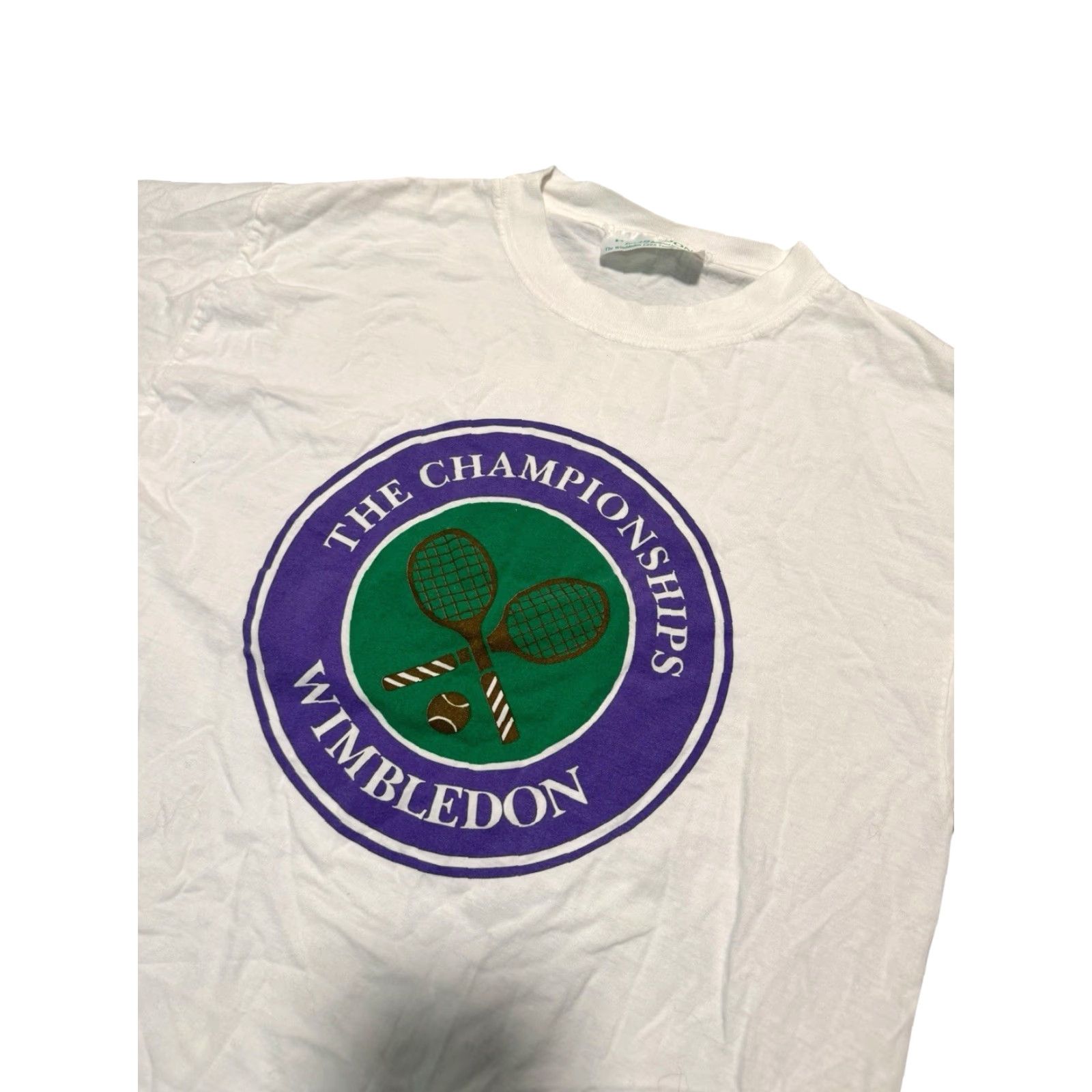 Vintage VINTAGE Wimbledon The Championships Tennis T-Shirt M White Logo 90s Preppy Mens Size US M / EU 48-50 / 2 - 5 Thumbnail