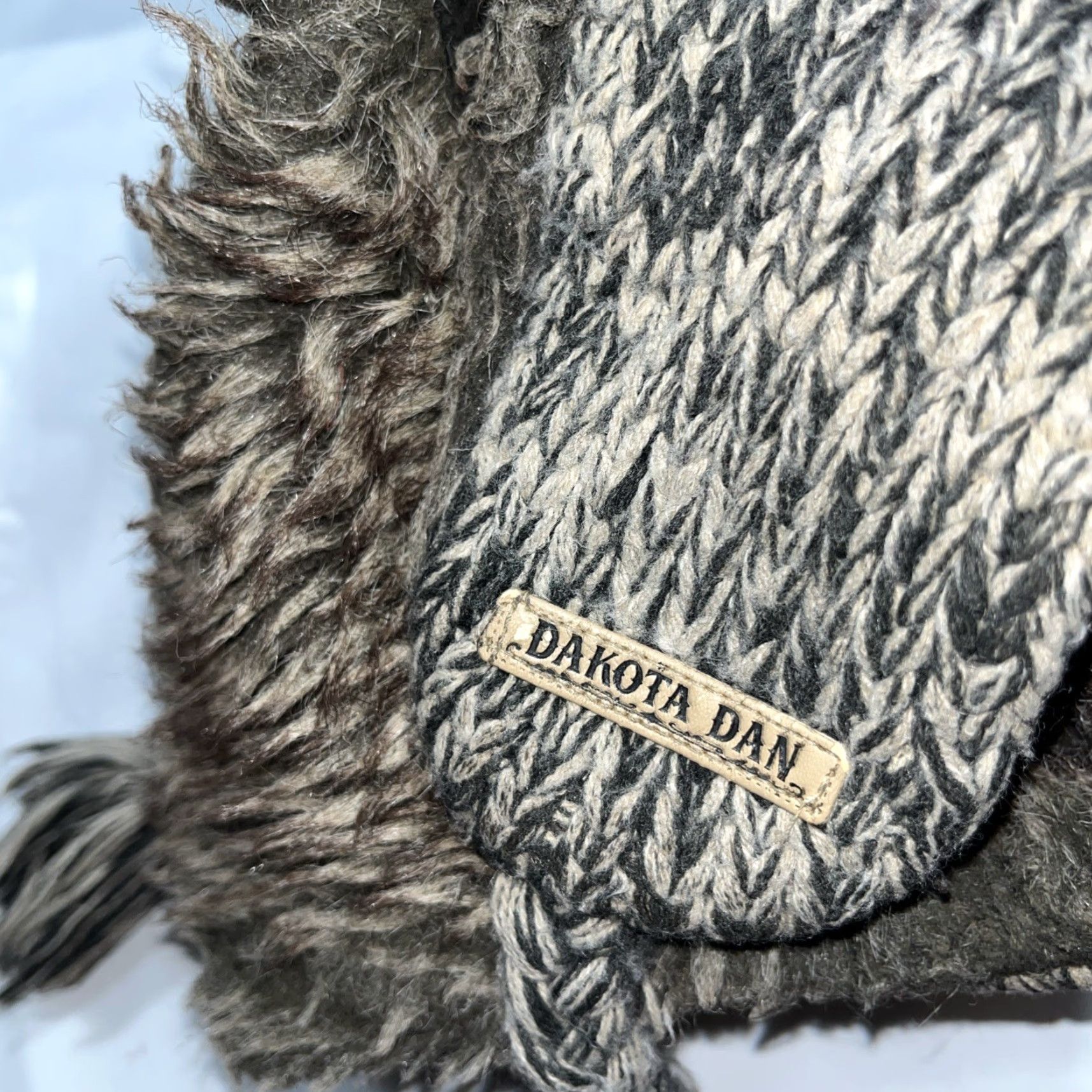 Vintage Dakota Dan HAT Gray Blue Knit Ear Flap Mohawk Braided Hang Ties 3D Tribal Winter Knit Cap Unisex Adults Men Women 90s Wild Ski Snow Geometric Pattern Size ONE SIZE - 6 Thumbnail