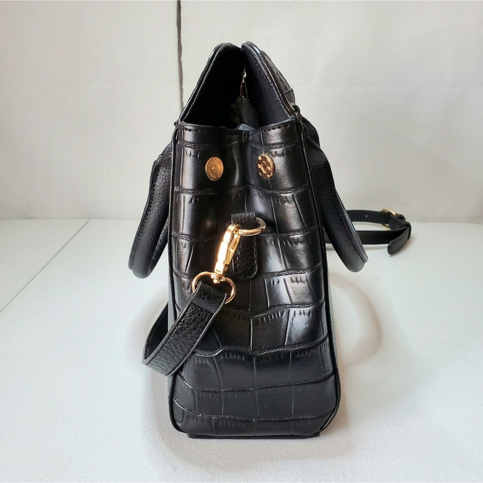 Designer Bob Mackie Rodeo Drive Croc Print Leather Satchel Handbag Size ONE SIZE - 3 Thumbnail