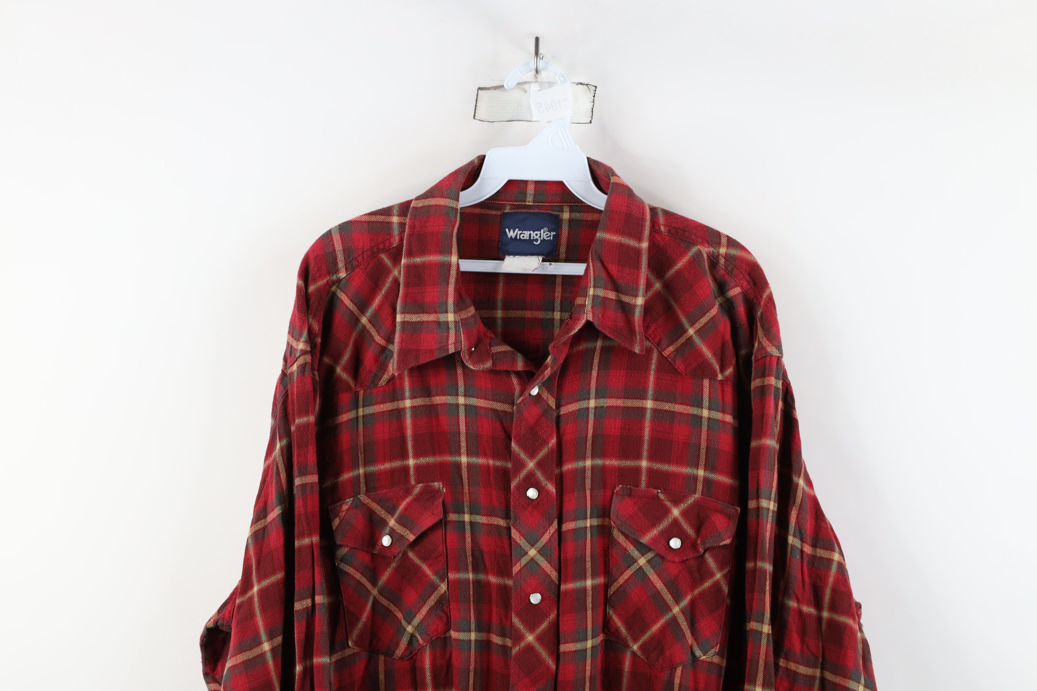 Vintage × Wrangler Vintage 90s Wrangler Western Rodeo Snap Button Shirt Plaid Size US XXL / EU 58 / 5 - 2 Thumbnail