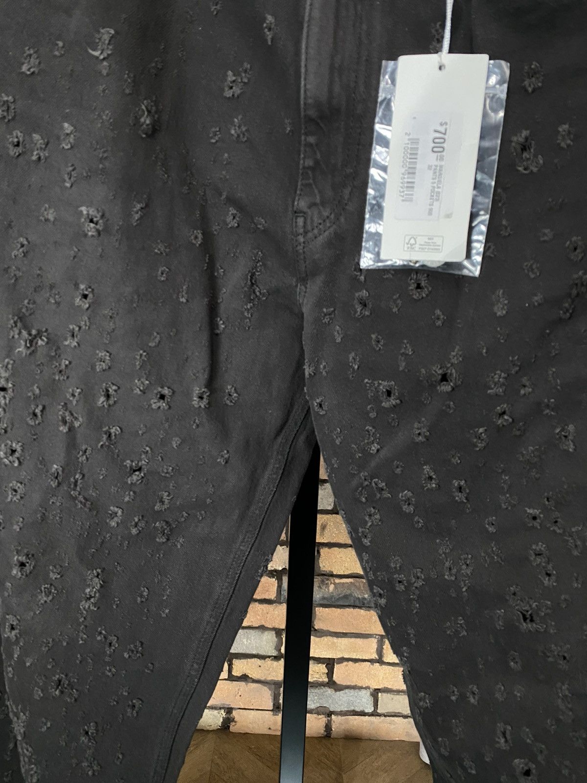 Maison Margiela MM6 MEN LASER DISTRESSED RAW HEM HOLES JEANS Size US 32 / EU 48 - 7 Thumbnail