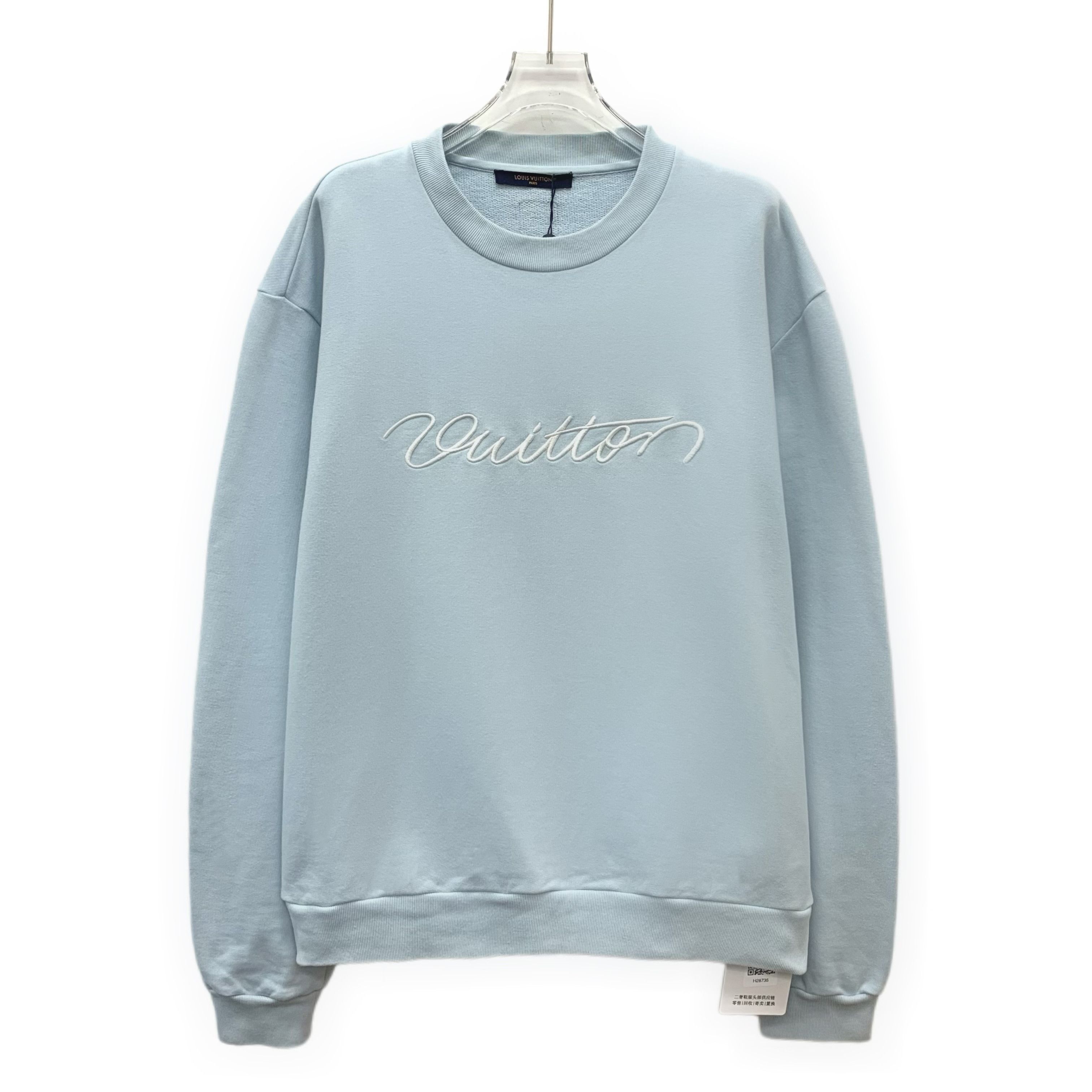 Louis Vuitton Louis Vuitton Logo Embroidered Sweatshirt Light Blue (XL) Size US XL / EU 56 / 4 - 1 Thumbnail