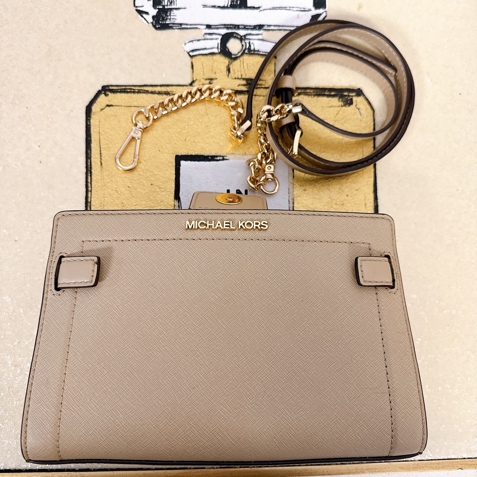 Michael Kors Michael Kors 35S0GU9C1L Rayne Small Leather Classic Bisque Size ONE SIZE - 1 Thumbnail