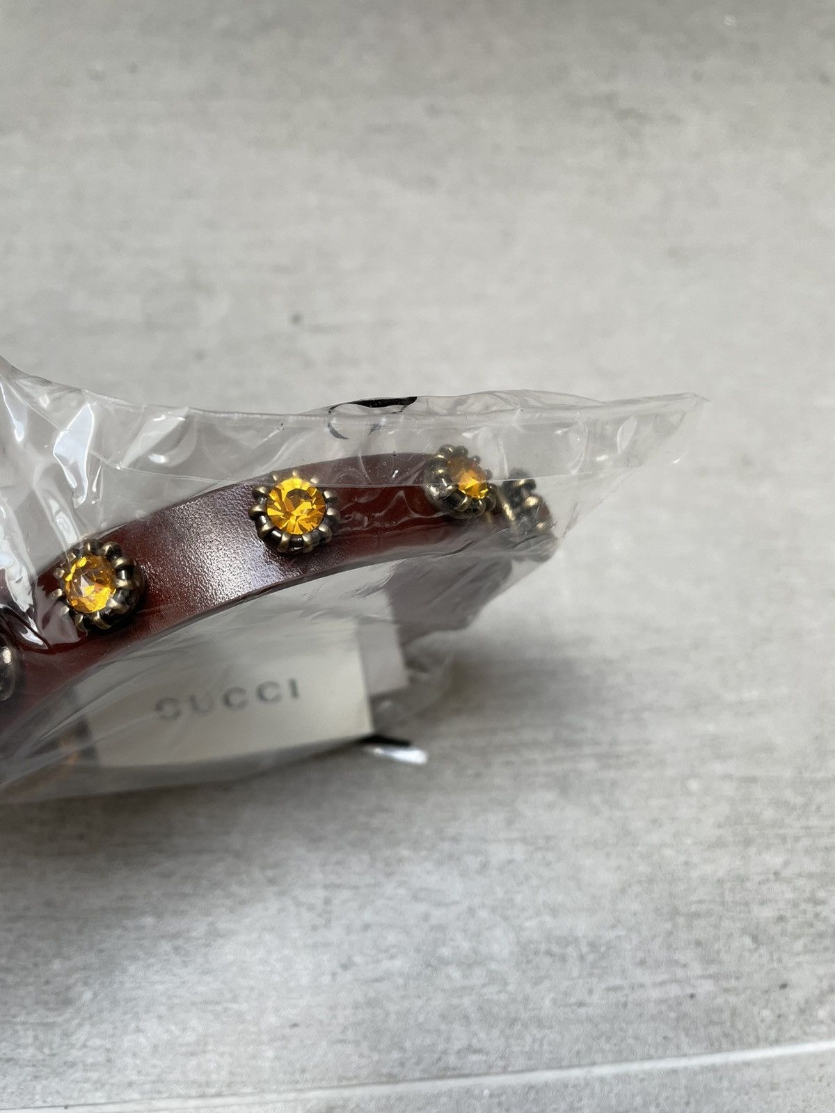 Gucci Gucci Feline Head Brown Leather Crystals Choker Necklace Size ONE SIZE - 7 Thumbnail
