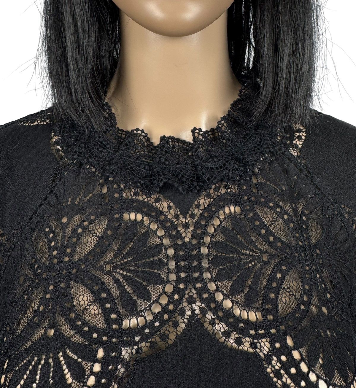 Sezane Sezane Lace Pattern Mock Neck Blouse Cotton size 44 Size L / US 10 / IT 46 - 4 Thumbnail