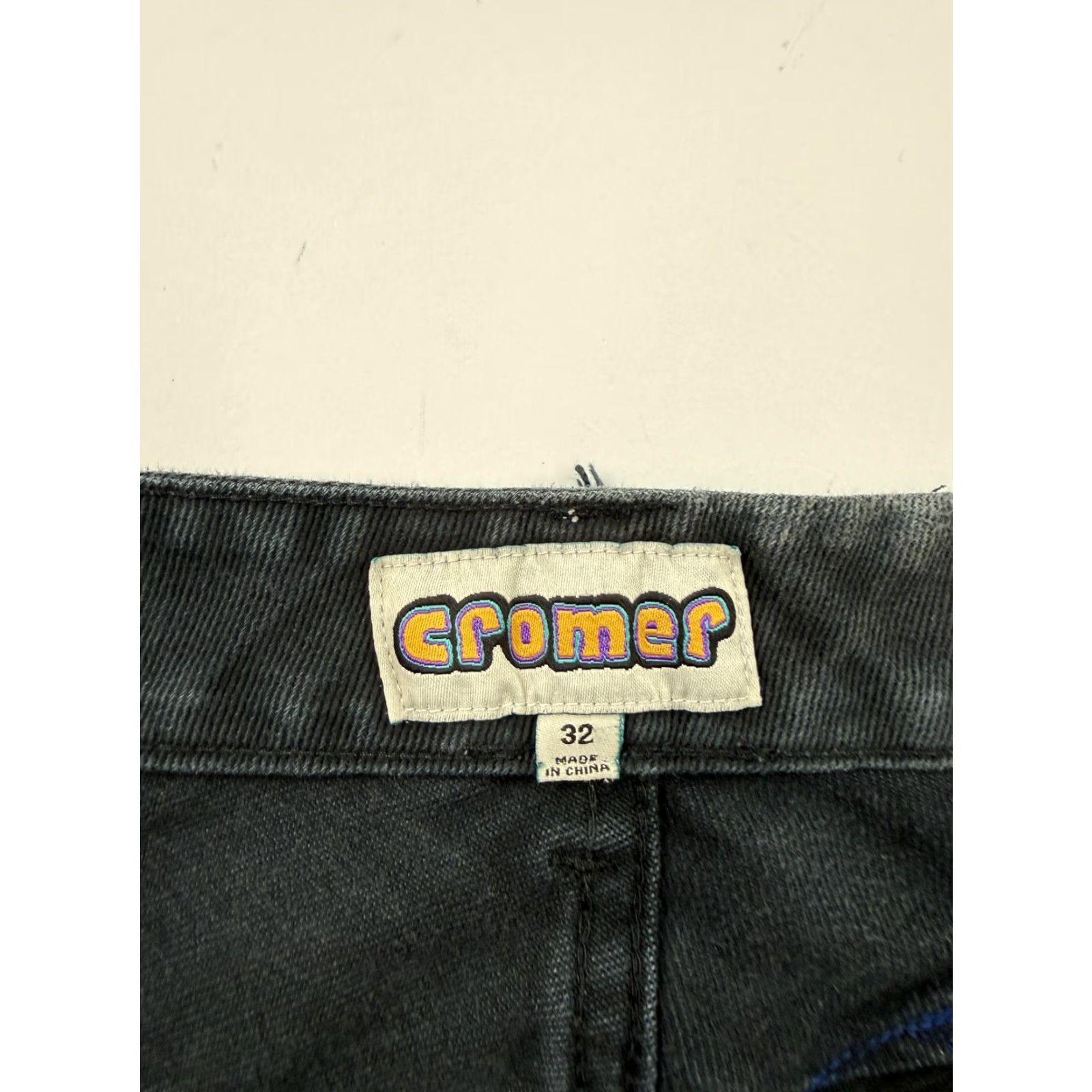 Denime Gromer Jeans Mens 32x30 Black Wide-Leg Relaxed Fit Distressed Denim Dark Wash Size US 32 / EU 48 - 7 Thumbnail