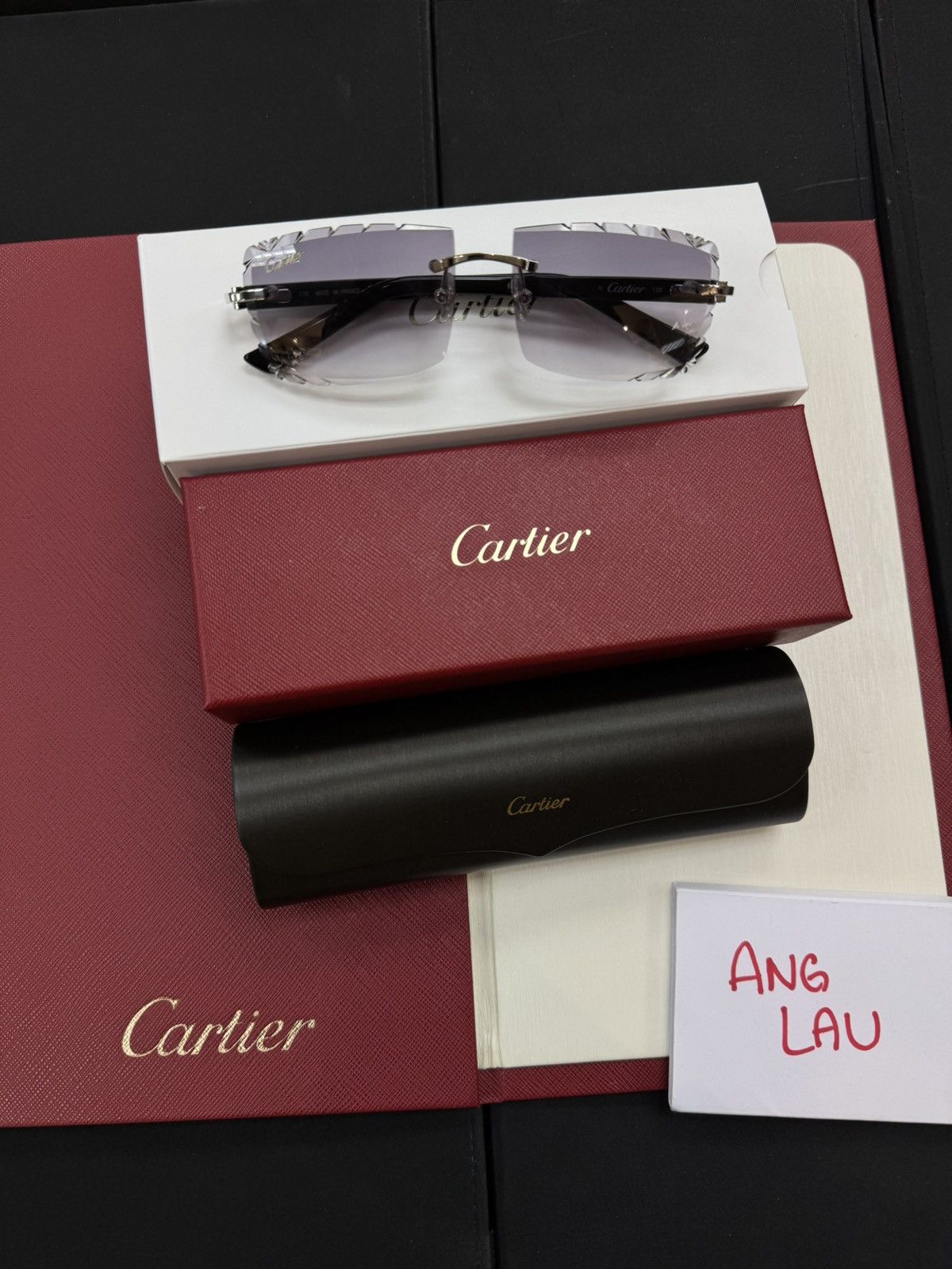 Cartier Cartier Black Composite with Custom Diamond Cut Lenses Size ONE SIZE - 1 Thumbnail