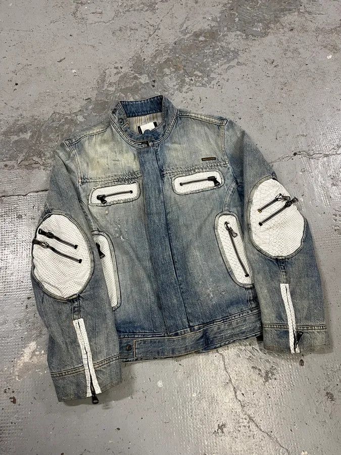 Dolce & Gabbana SS2005 Dolce & Gabbana Apocalyptic Biker Denim Jacket Size US M / EU 48-50 / 2 - 6 Thumbnail