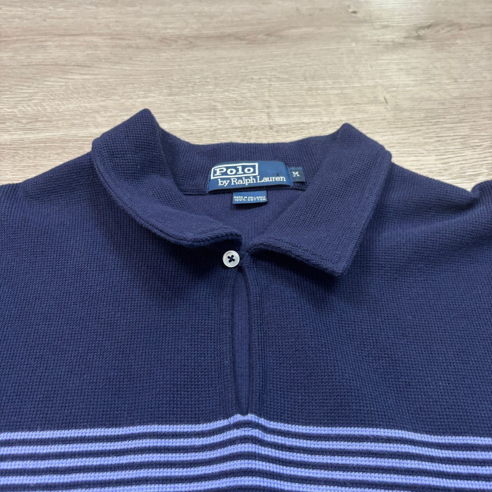 Polo Ralph Lauren × Vintage VTG Polo Ralph Lauren Single Button Stripe Polo Shirt Medium Size US M / EU 48-50 / 2 - 7 Thumbnail