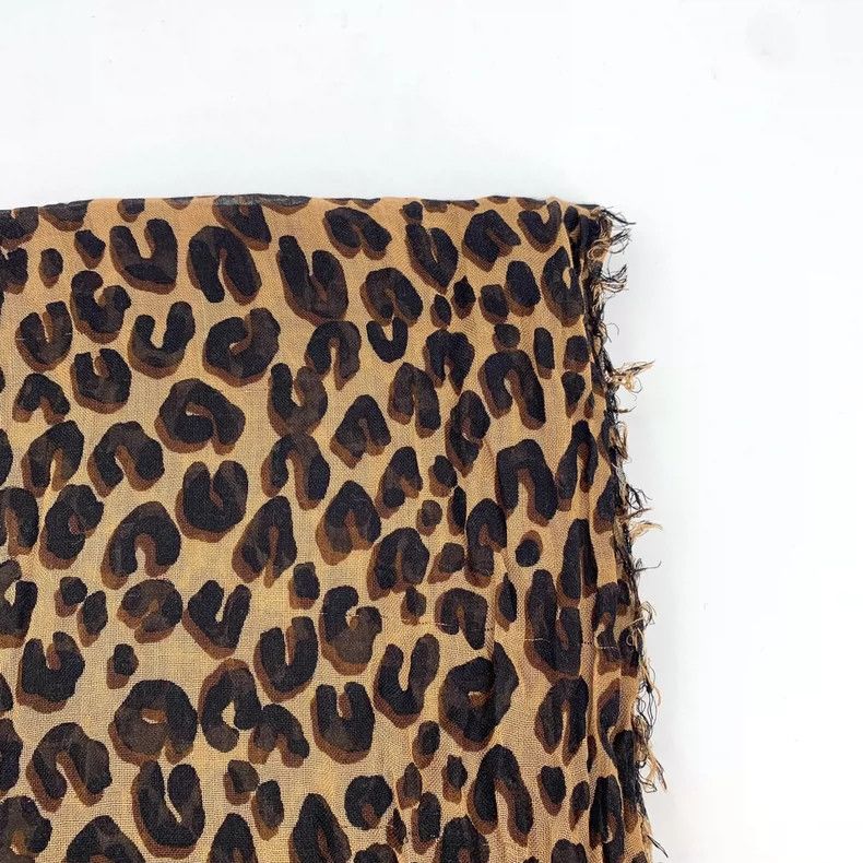 Louis Vuitton Louis Vuitton Brown leopard monogrammed cashmere fringe sc Size ONE SIZE - 2 Thumbnail