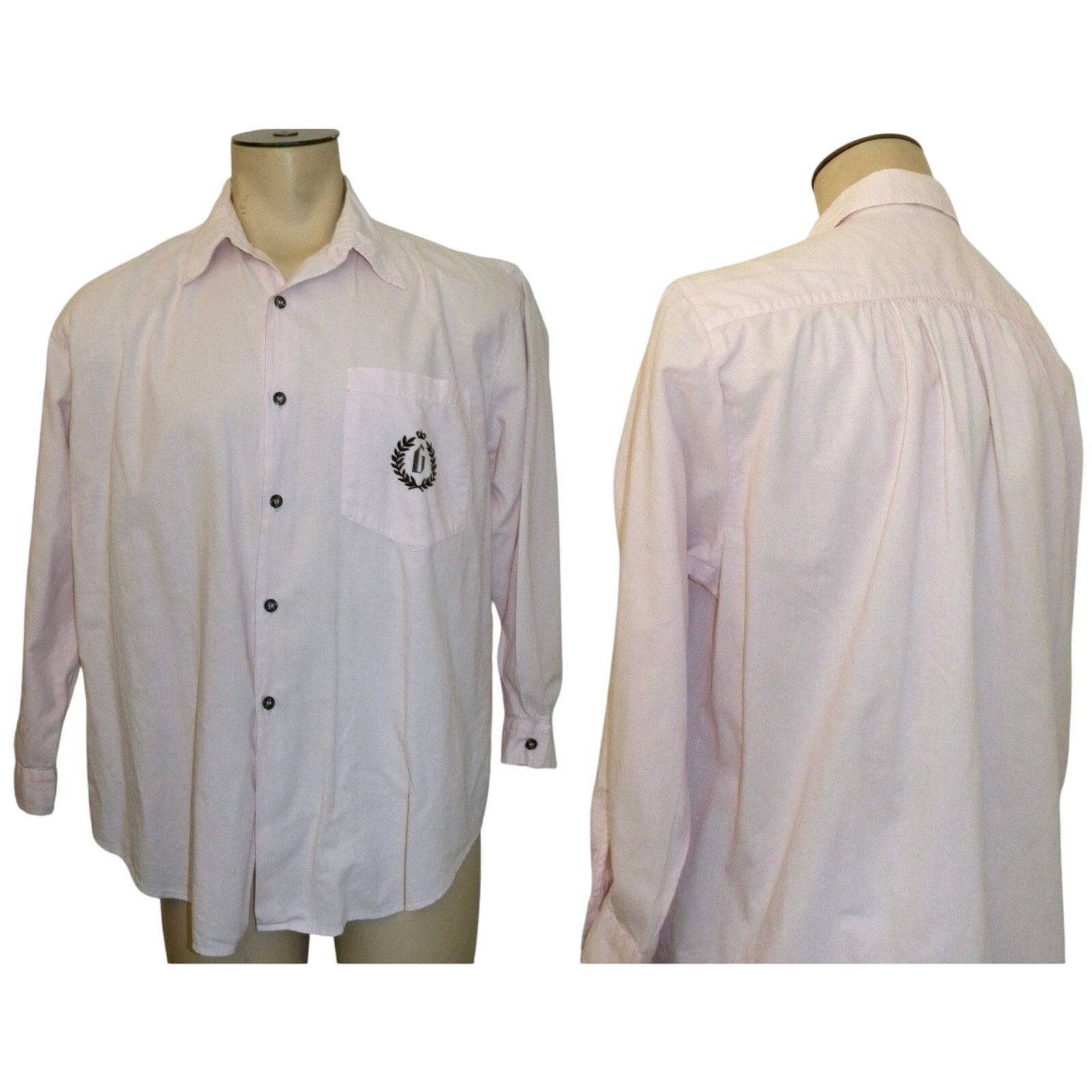 Vintage 80s Pink Boxy Cut Shirt with "G" monogram | Garron S/M Size US S / EU 44-46 / 1 - 5 Thumbnail