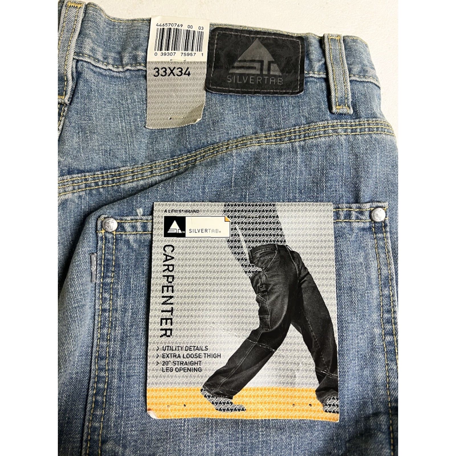 Levi's VTG Levi’s Silvertab 33x34 Wide-Leg Jeans Mens Regular Cotton Blue Baggy Carpenter 90s Skate USA Size US 33 - 4 Thumbnail