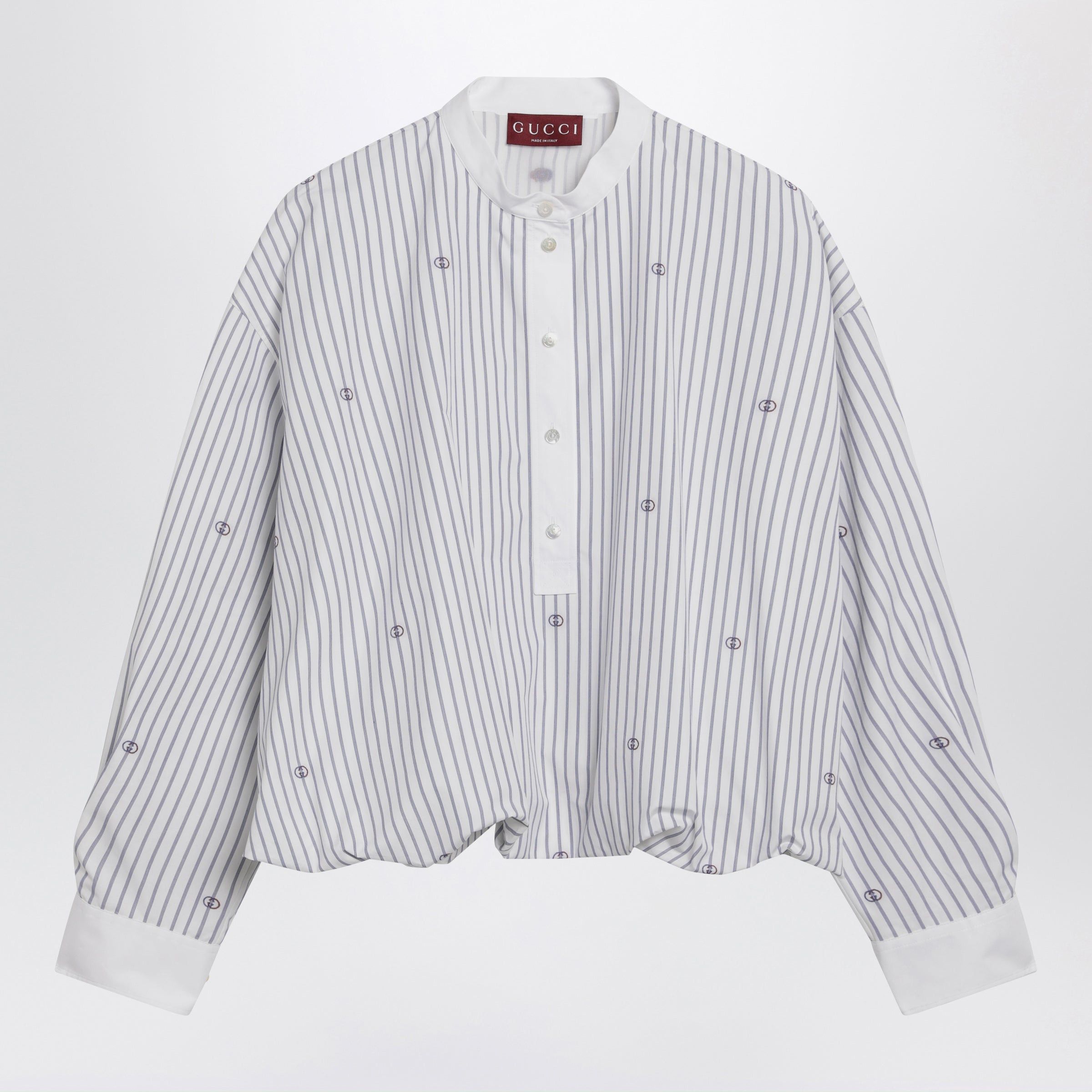 Gucci Gucci Purple Striped Cotton Blouse With Gg Embroidery Size S / US 4 / IT 40 - 1 Thumbnail