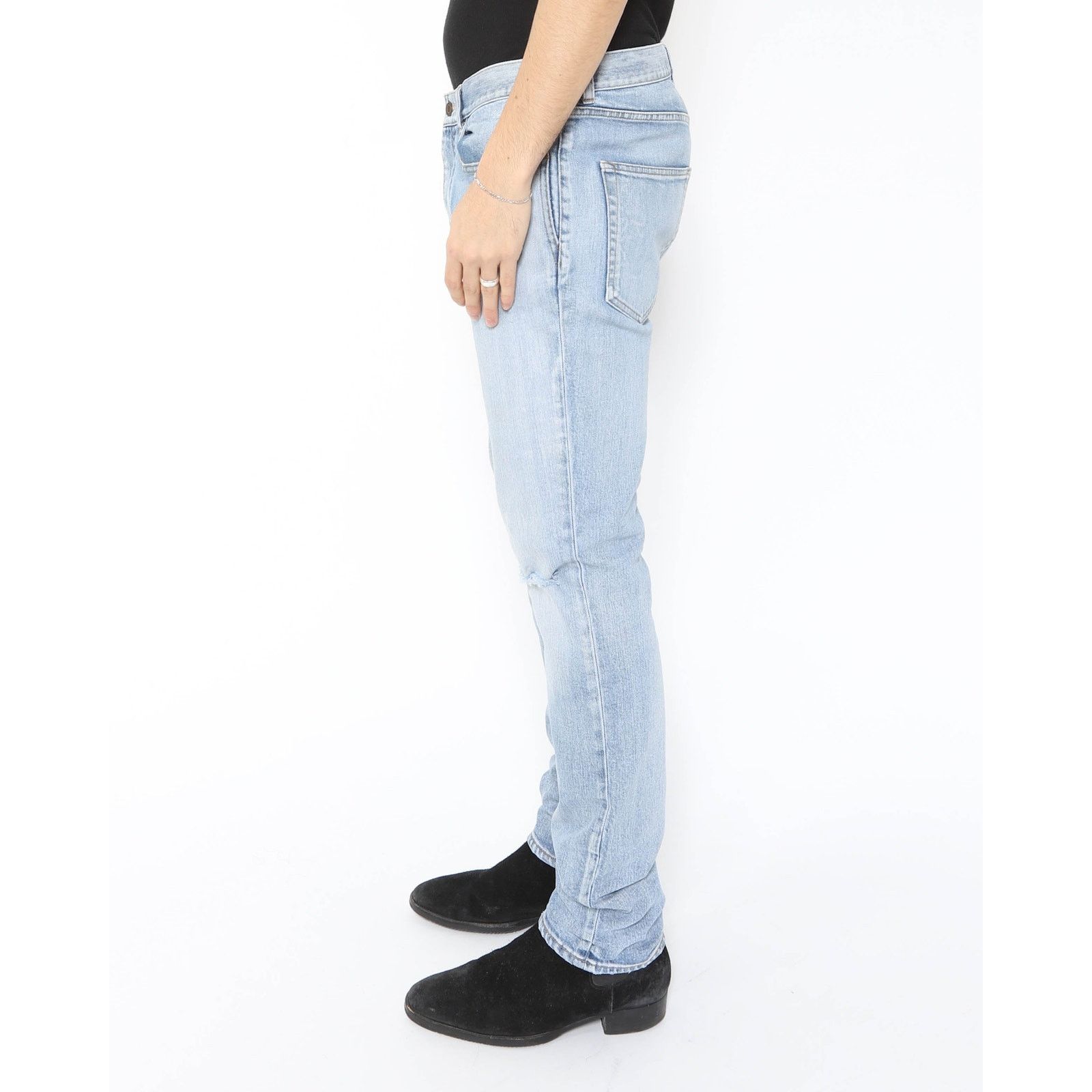 Saint Laurent Paris Knee-Rip Jeans in Light Washed Denim Size US 34 / EU 50 - 8 Thumbnail