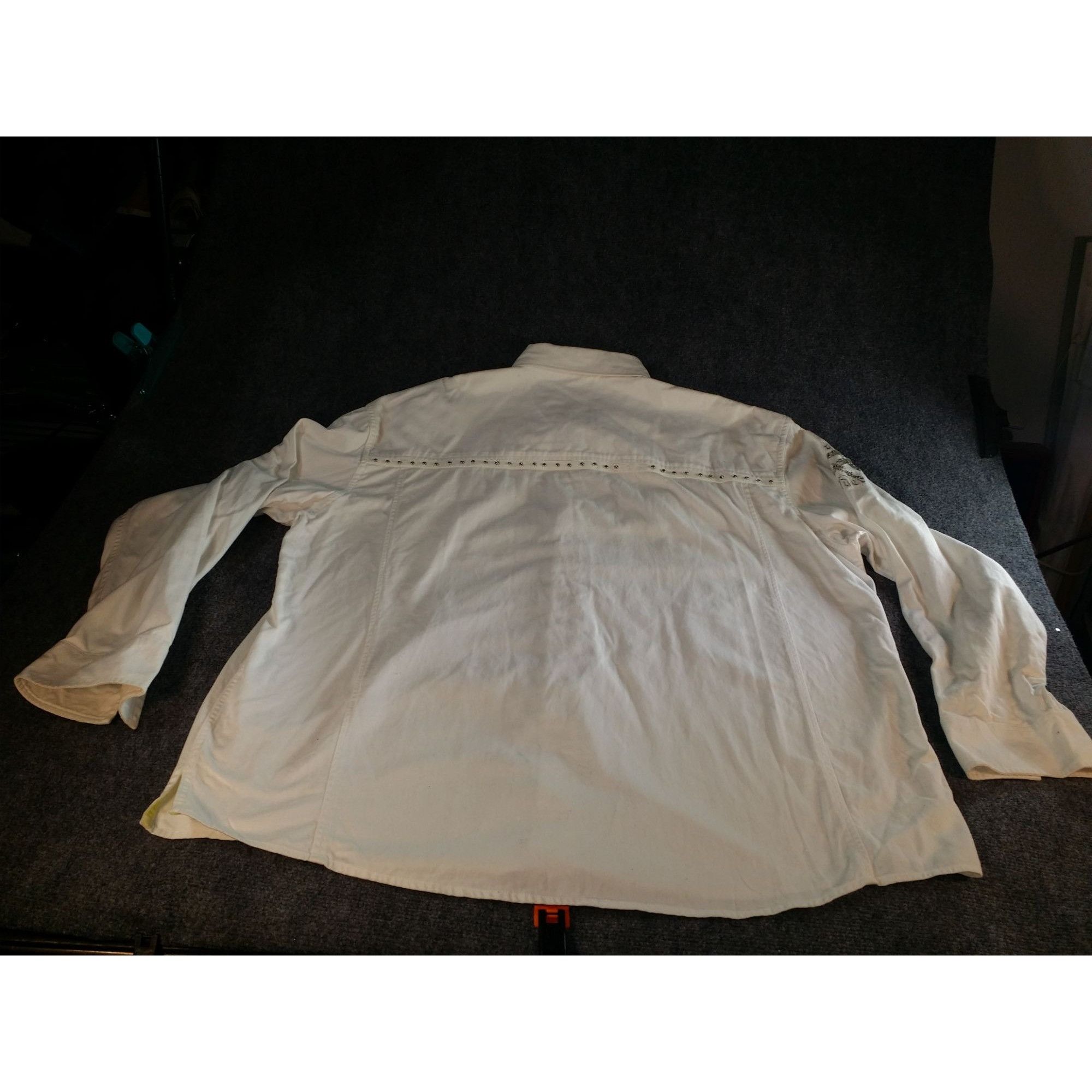 Other Crown Holder Button UP Shirt Men Sz 3XL White Rhinestone Emb Size US XXL / EU 58 / 5 - 8 Thumbnail