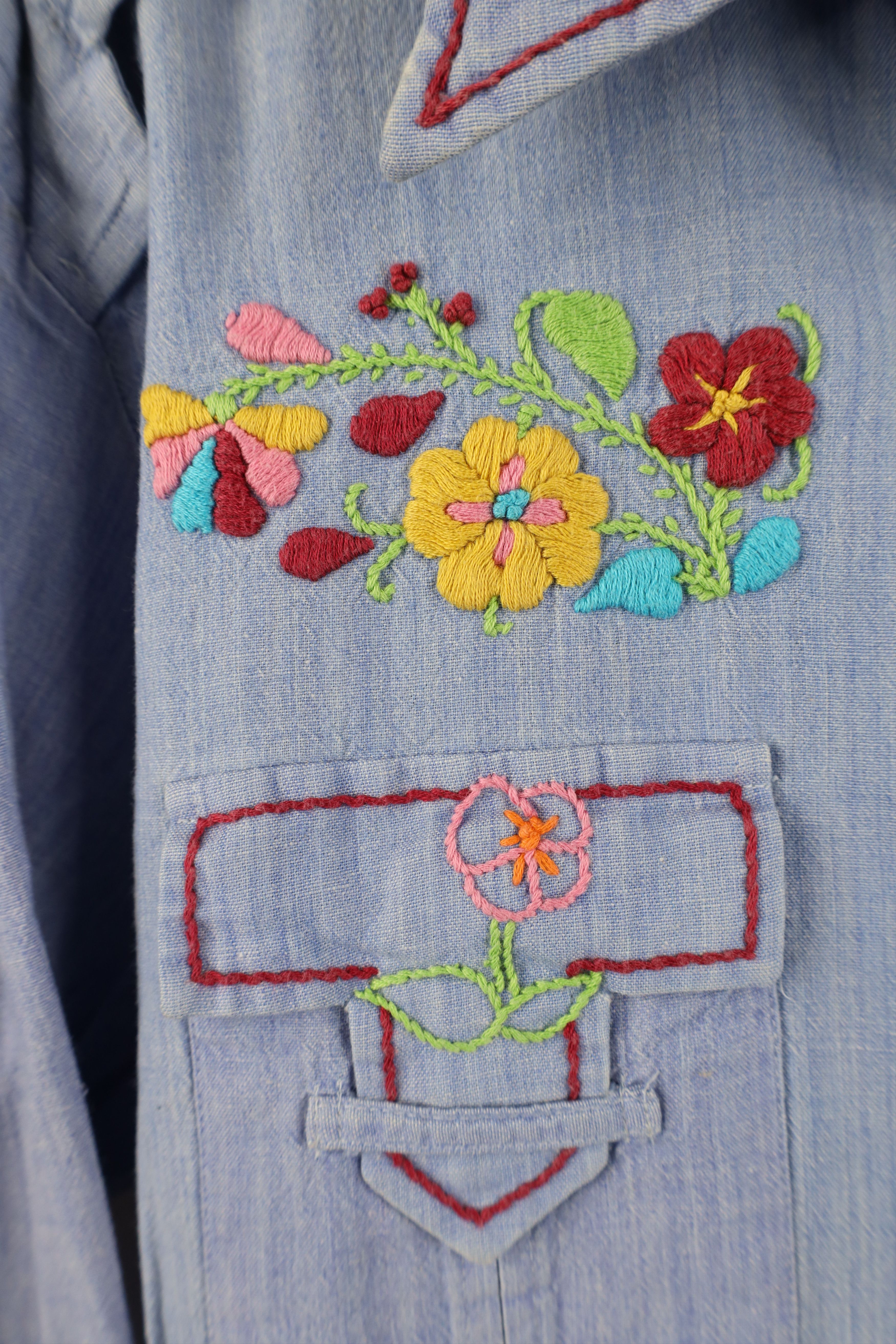 Vintage Vintage 70s Streetwear Embroidered Flower Button Shirt Size L / US 10 / IT 46 - 5 Thumbnail