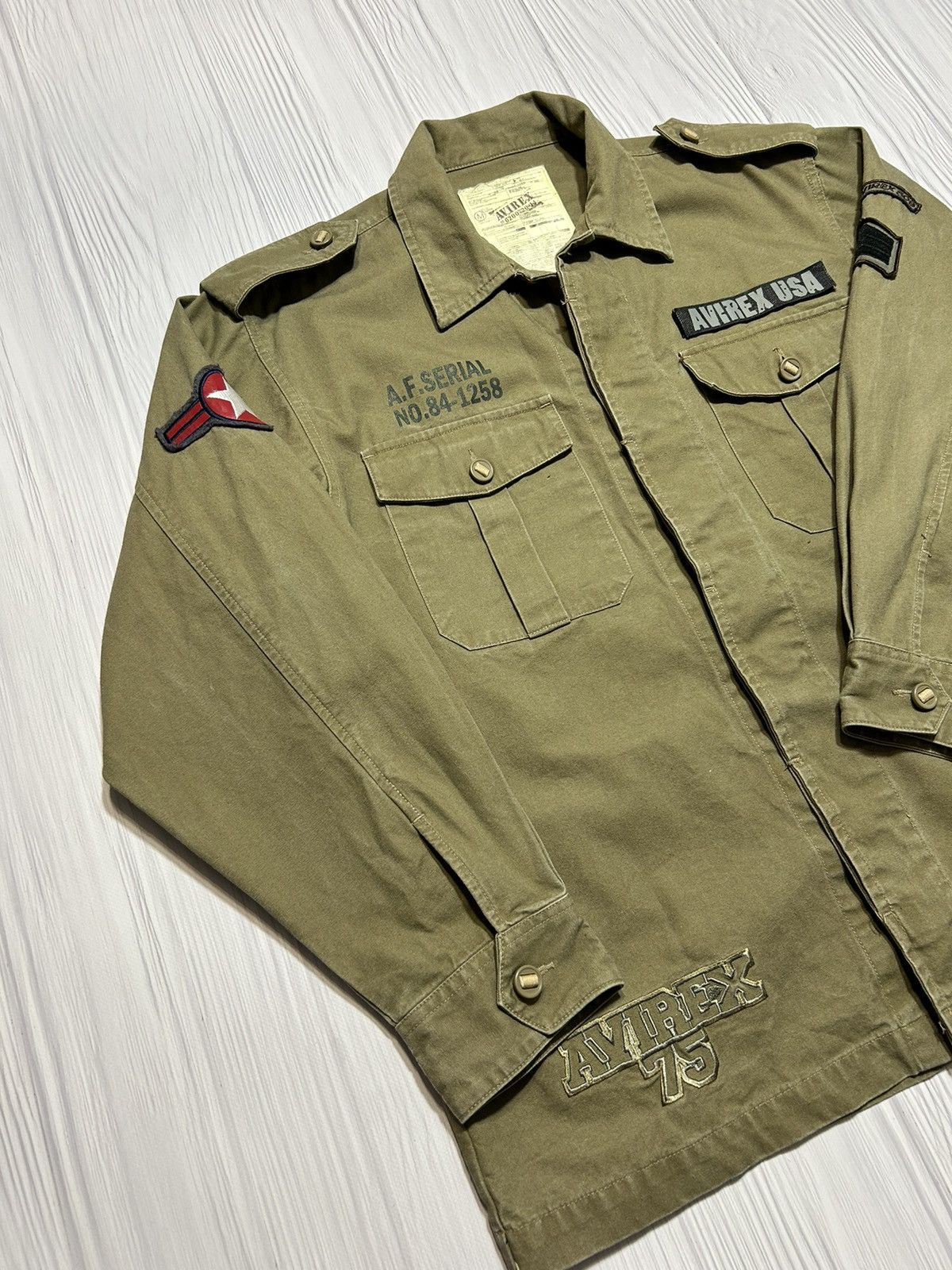 Avirex Vintage Military Avirex USA Army Patch Button Up Jacket Size US M / EU 48-50 / 2 - 3 Thumbnail