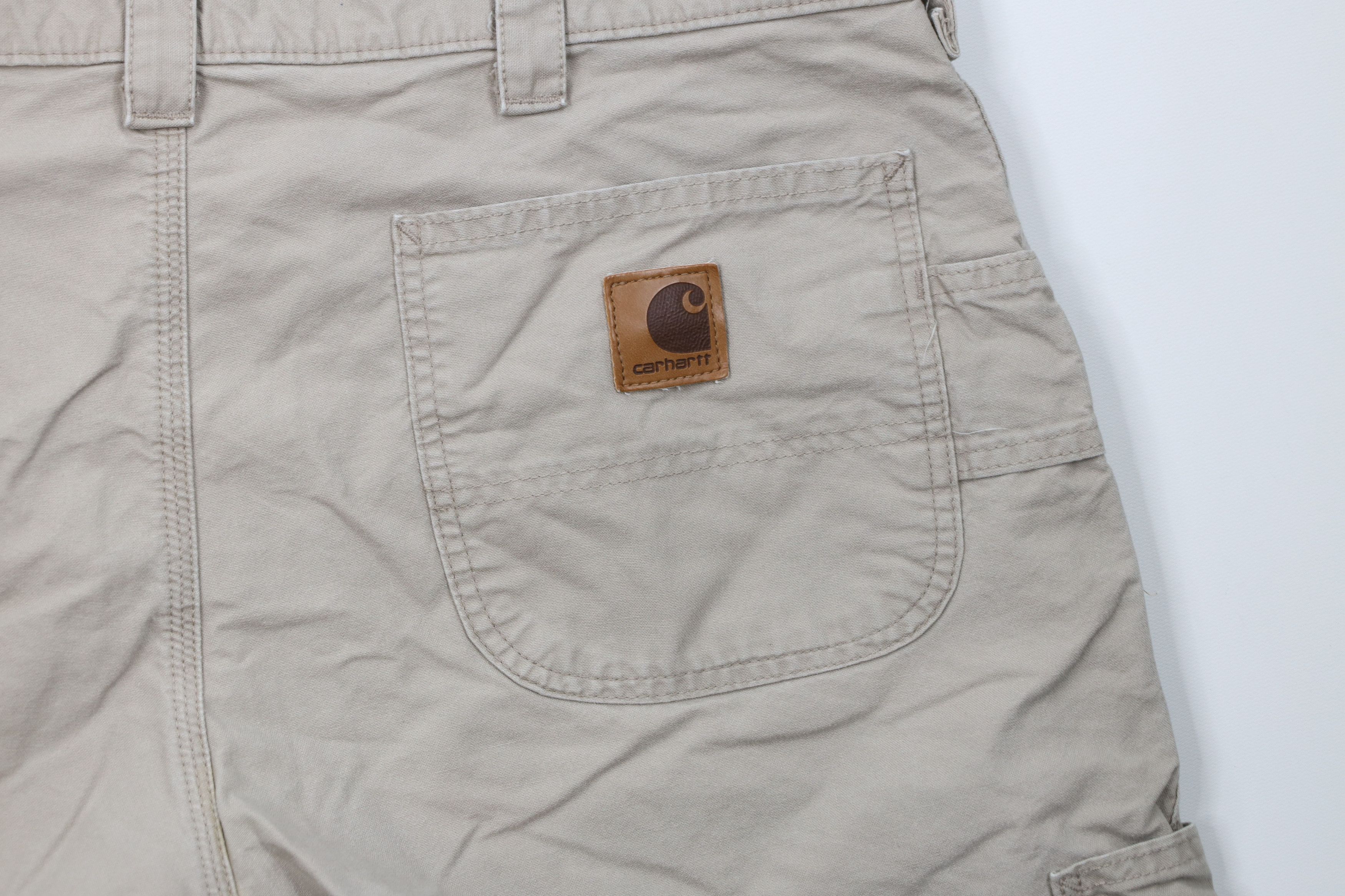 Carhartt Vintage Y2K 2003 Carhartt Spell Dungaree Shorts Beige Cotton Size US 38 / EU 54 - 10 Thumbnail