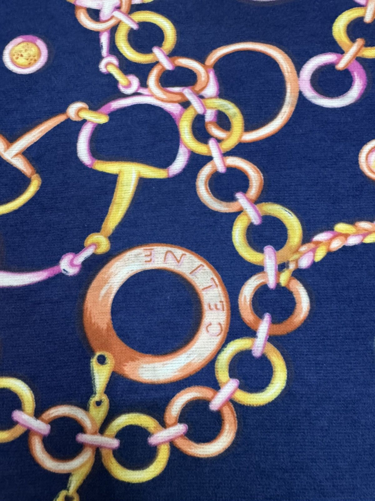 Celine Celine T-shirt with a gold and pink chain and horsebit print Size M / US 6-8 / IT 42-44 - 8 Thumbnail