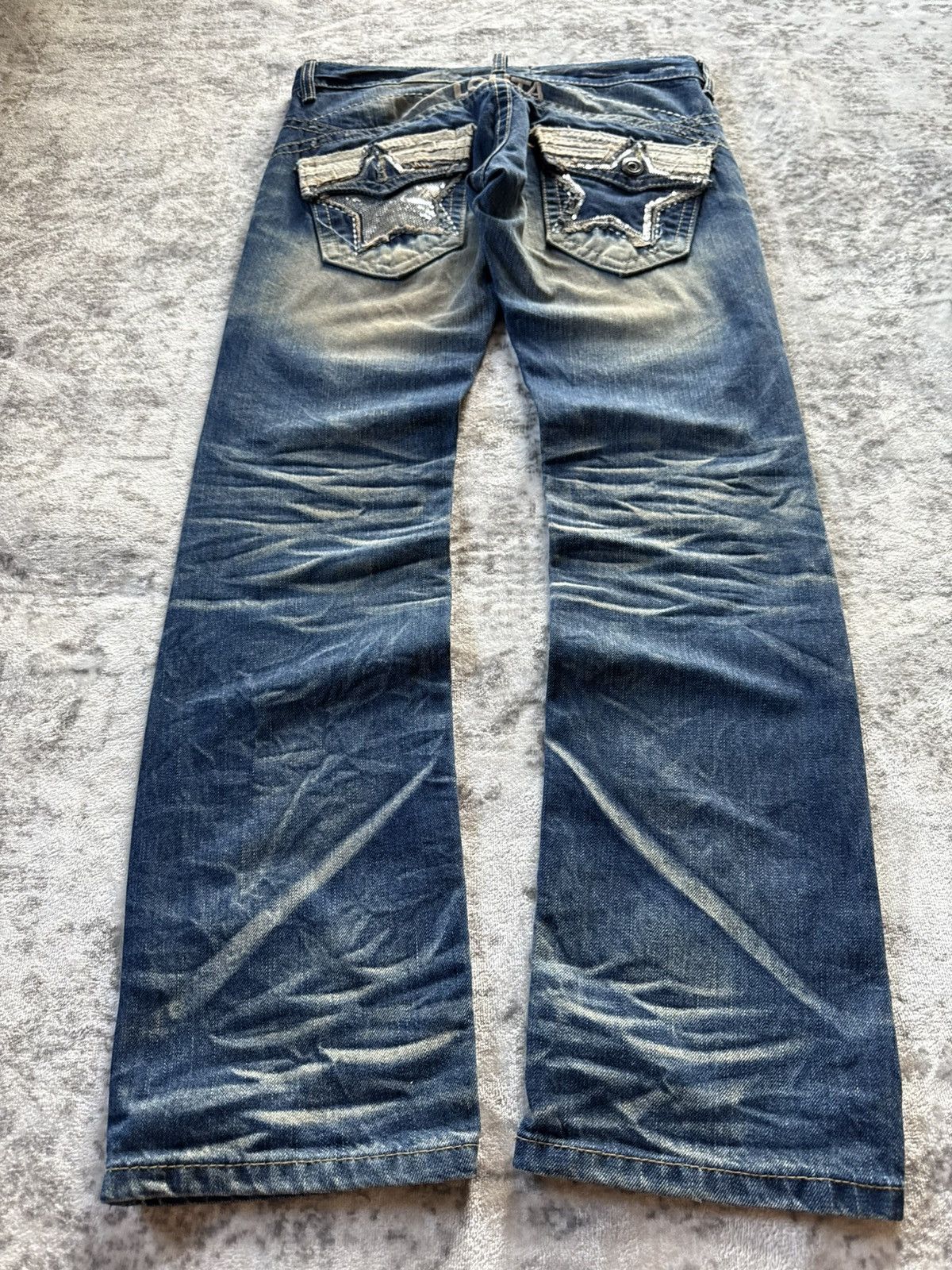 Hysteric Glamour × Playboy Yoshitomo Lolita Embellished Studded Shadow Wash Jeans Size US 29 - 2 Thumbnail