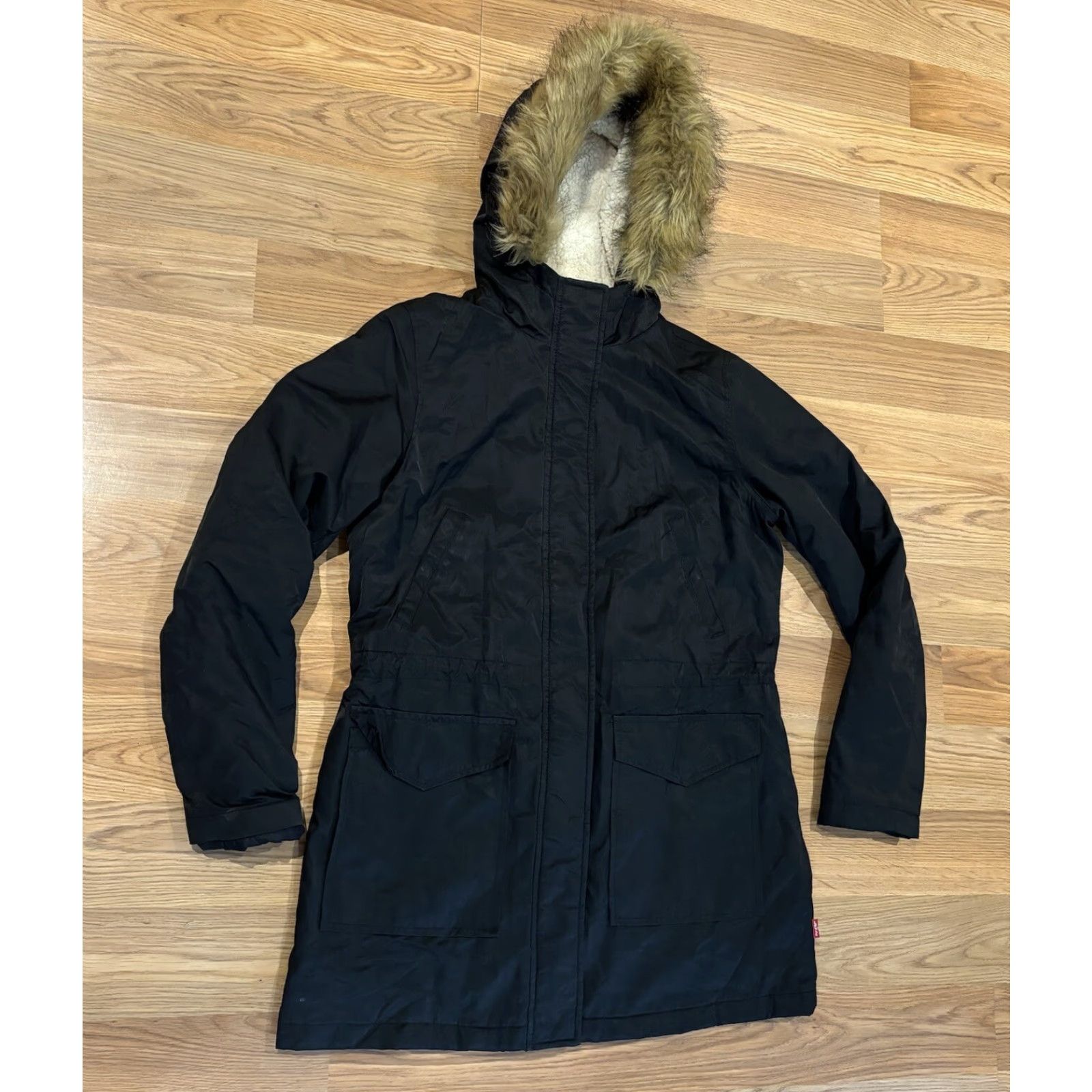 Levi's VINTAGE Levi's Parka Jacket Womens Size S Black Faux Fur Trim Hooded Sherpa Lined Mid-Length Casual/Winter/Outdoor Womens Size S / US 4 / IT 40 - 2 Thumbnail