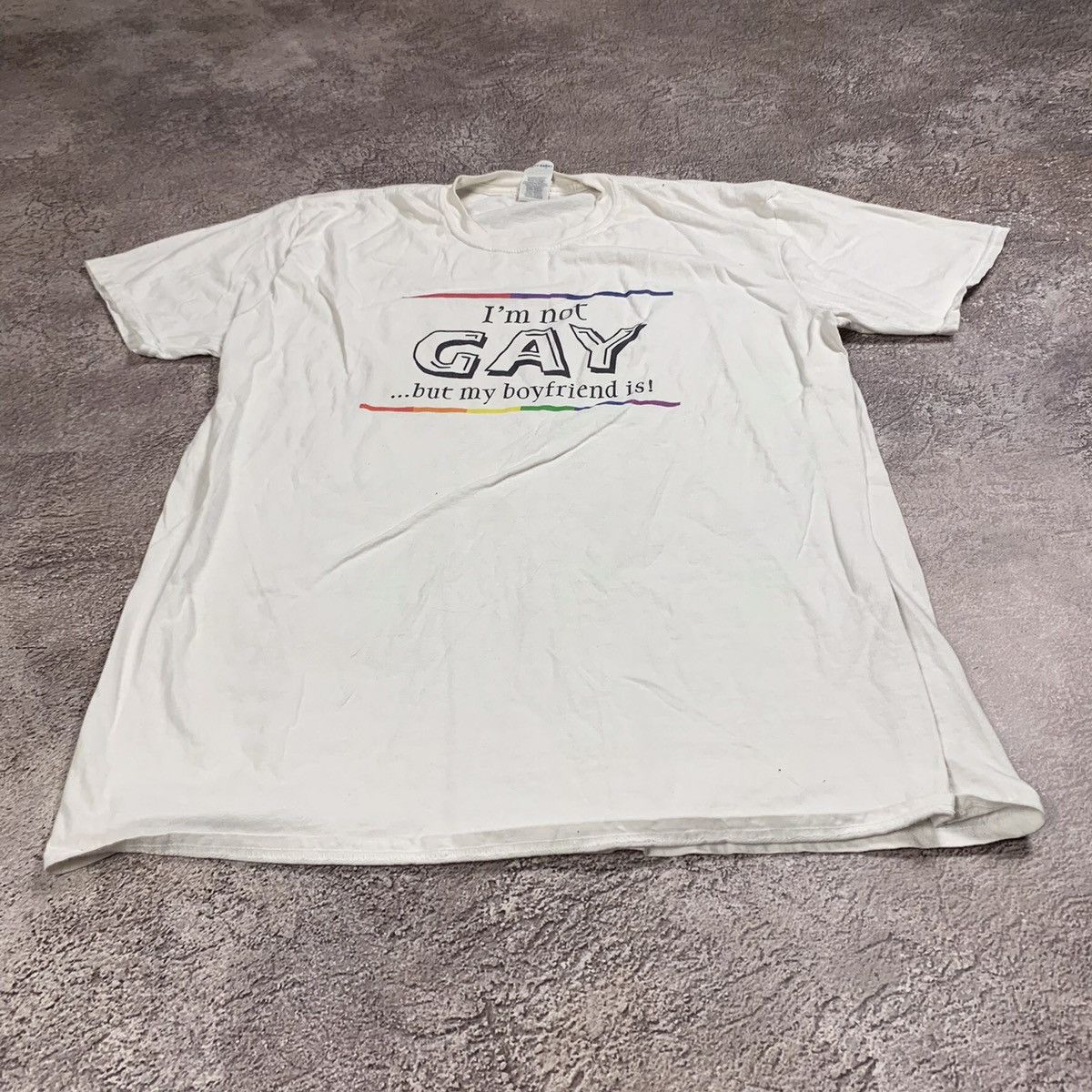 Vintage VINTAGE Y2K ADULT IM NOT GAY BUT MY BOYFRIEND IS FUNNY TEE Size US XL / EU 56 / 4 - 3 Thumbnail
