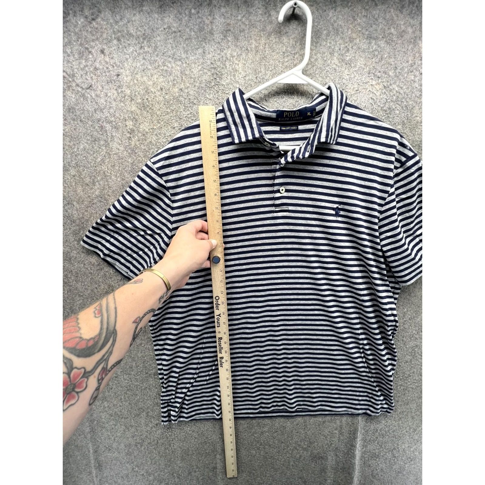 Polo Ralph Lauren Polo Ralph Lauren Polo Shirt Mens XL Blue Stripe Pima Soft Touch Casual Size US XL / EU 56 / 4 - 4 Thumbnail