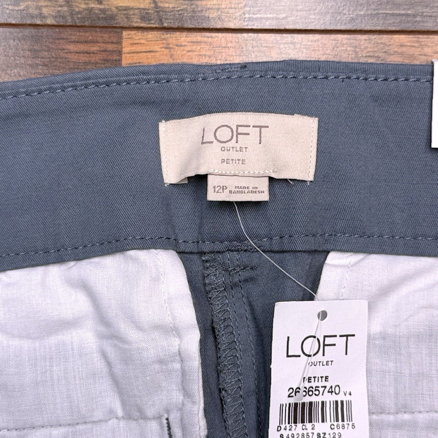 Loft Loft Womens Cropped Pants 12P Gray Mid Rise Stretch Twill Casual Straight Vintage No Size 34" / US 12 / IT 48 - 4 Thumbnail