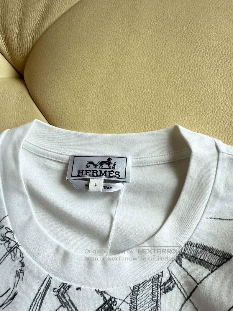 Hermes Hermes Heavy embroidery pattern T-shirt short sleeves, whi Size US L / EU 52-54 / 3 - 2 Thumbnail