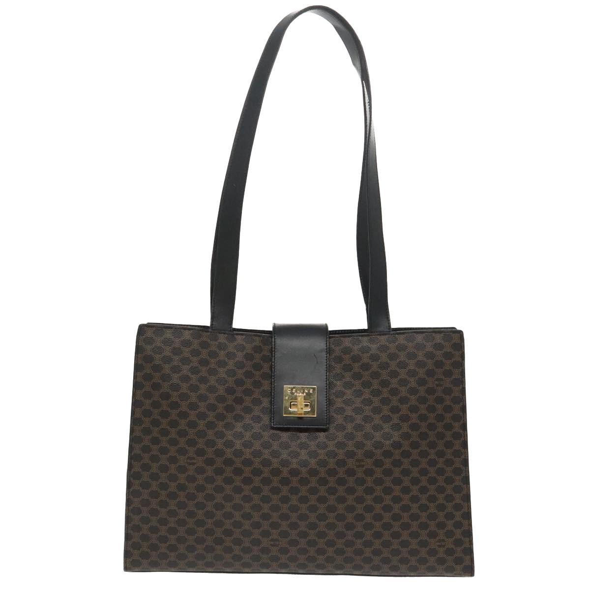 Celine CELINE Macadam Canvas Shoulder Bag Pvc Leather Black Gold Size ONE SIZE - 13 Thumbnail