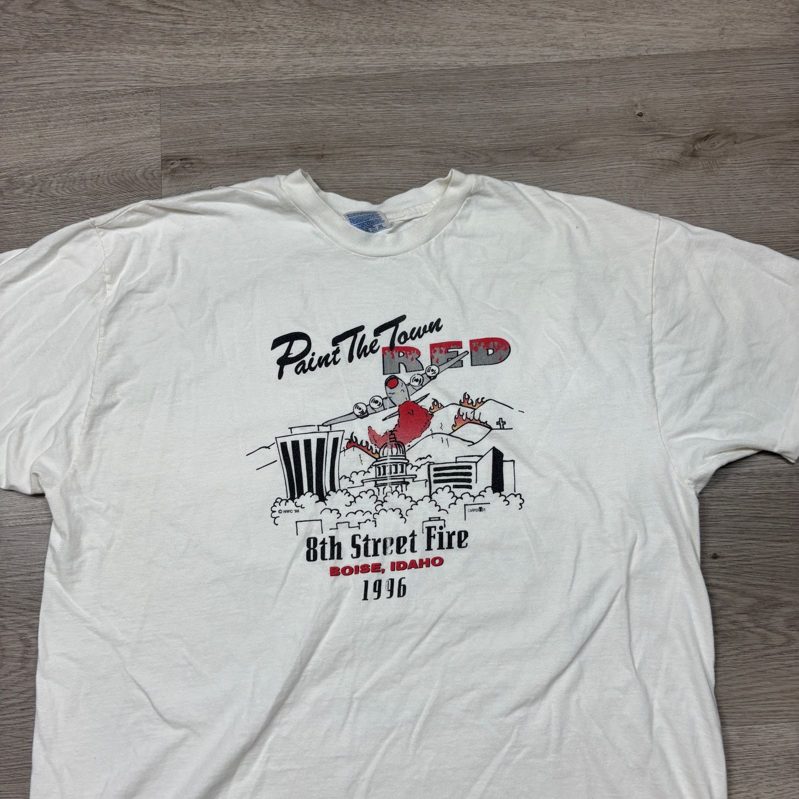 Hanes × Vintage VTG 1996 8th Street Fire Paint the Town Red Idaho Shirt XL Size US XL / EU 56 / 4 - 3 Thumbnail