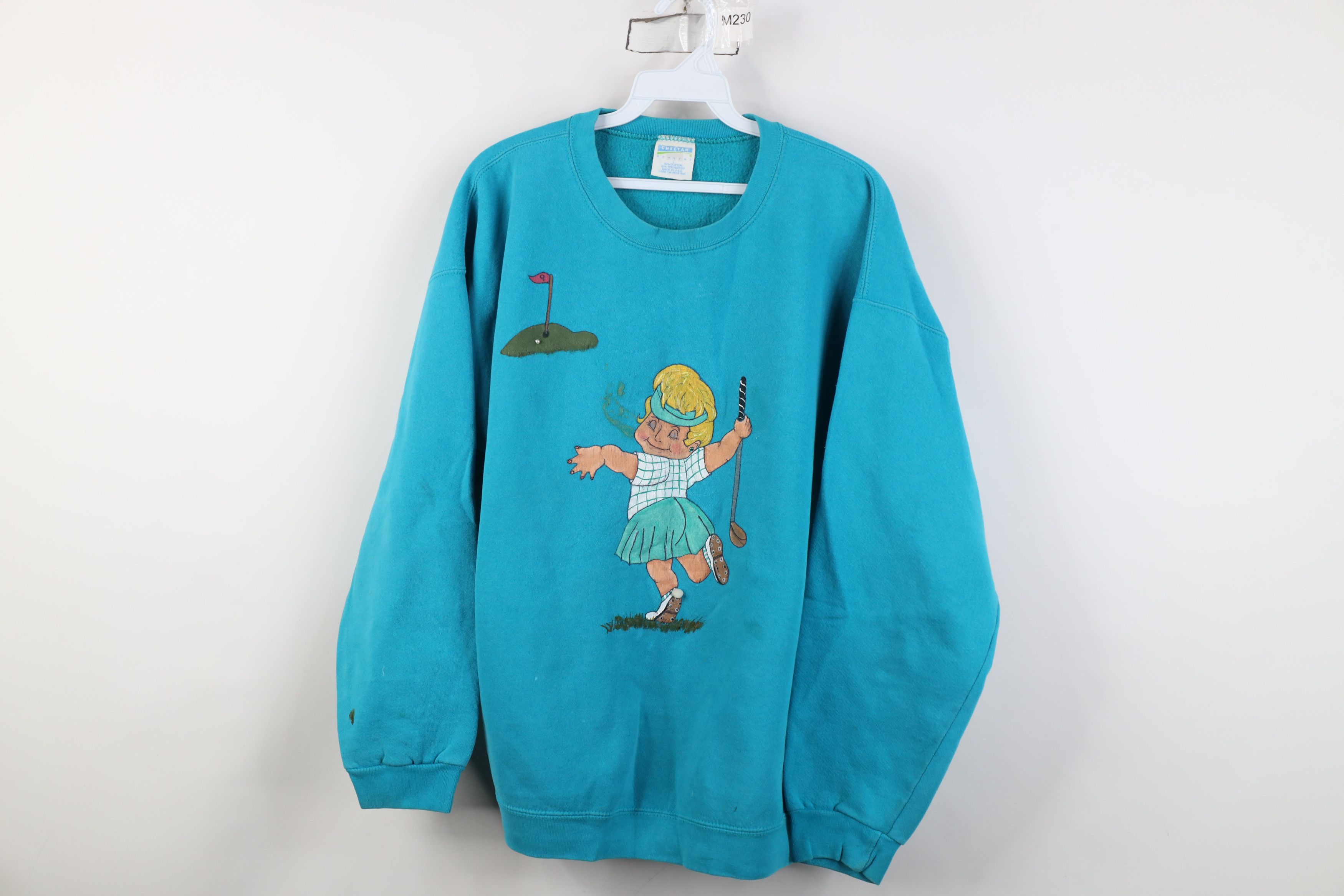 Vintage Vintage 90s Streetwear Hand Painted Golf Sweatshirt USA Size L / US 10 / IT 46 - 1 Thumbnail