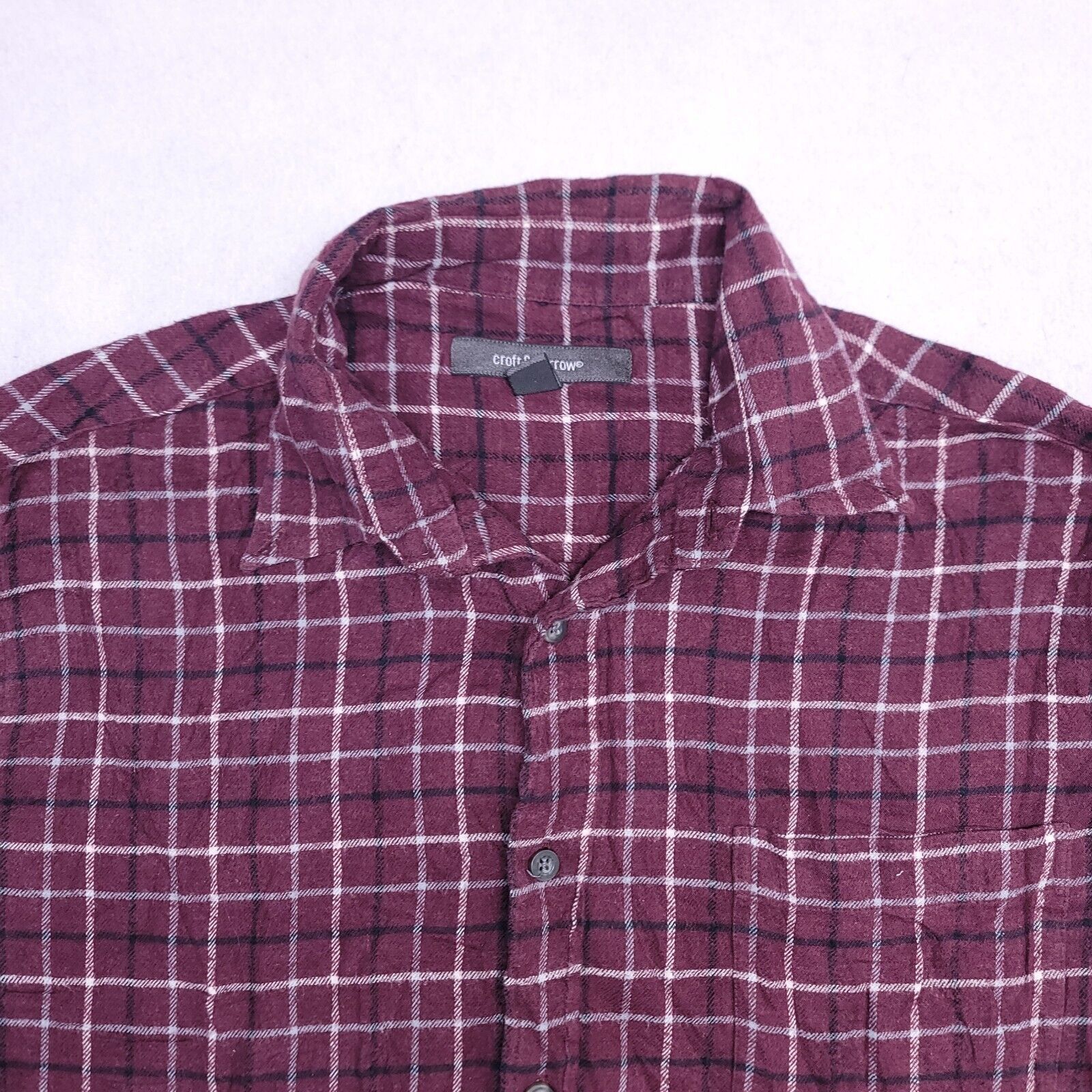 Croft & Barrow Croft & Barrow Windowpane Flannel Shirt Mens Size M Maroon Size US M / EU 48-50 / 2 - 1 Thumbnail