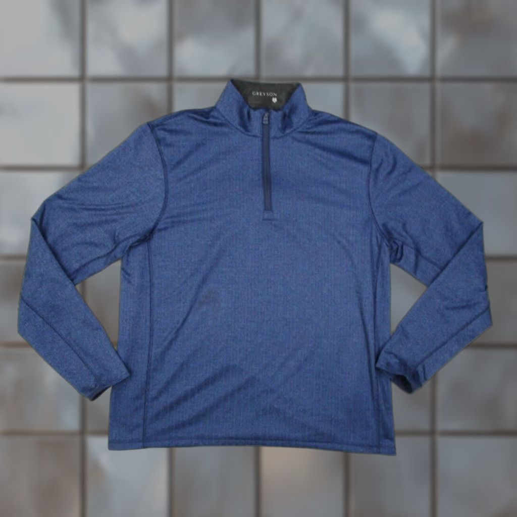 Vintage Greyson Jacket Mens Large Blue 1/4 Zip Herringbone Pullover Wolf Golf FLAW* Size US L / EU 52-54 / 3 - 1 Thumbnail